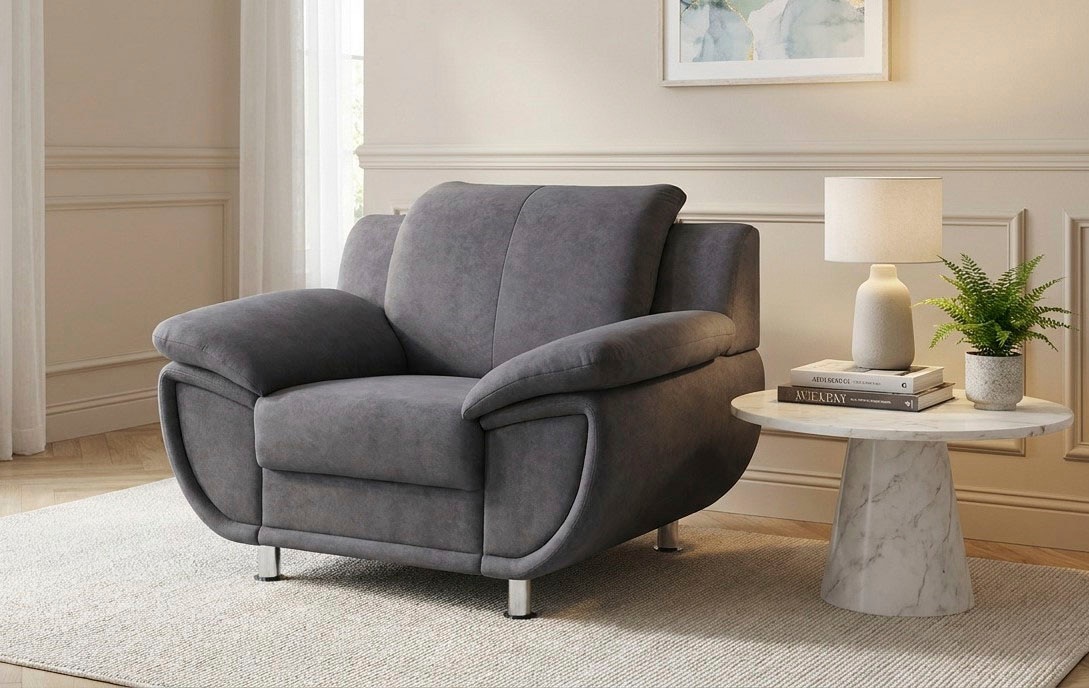 TRENDMANUFAKTUR Sessel »Rondo 121 cm, Big-Sessel, komfortabel, Federkern optional, Chromfüße« Big-Sessel wahlweise mit Federkern, bequem