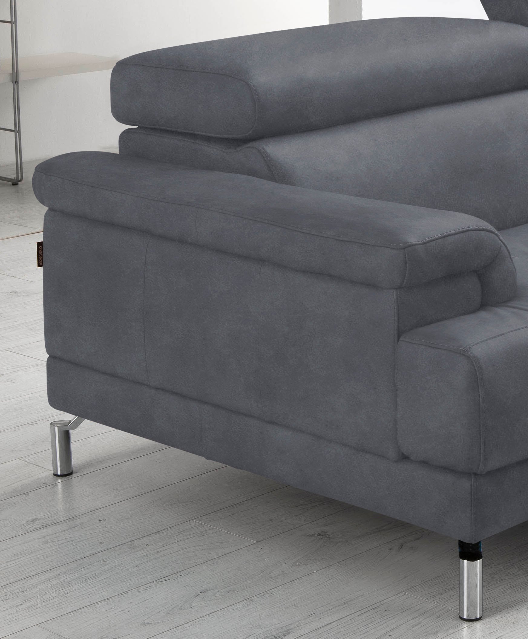 Egoitaliano 2,5-Sitzer »Soul, Design und Sitzkomfort auf hohem Niveau, tolle Details«, inkl. Kopfteilverstellung für noch mehr Komfort, Designfuß