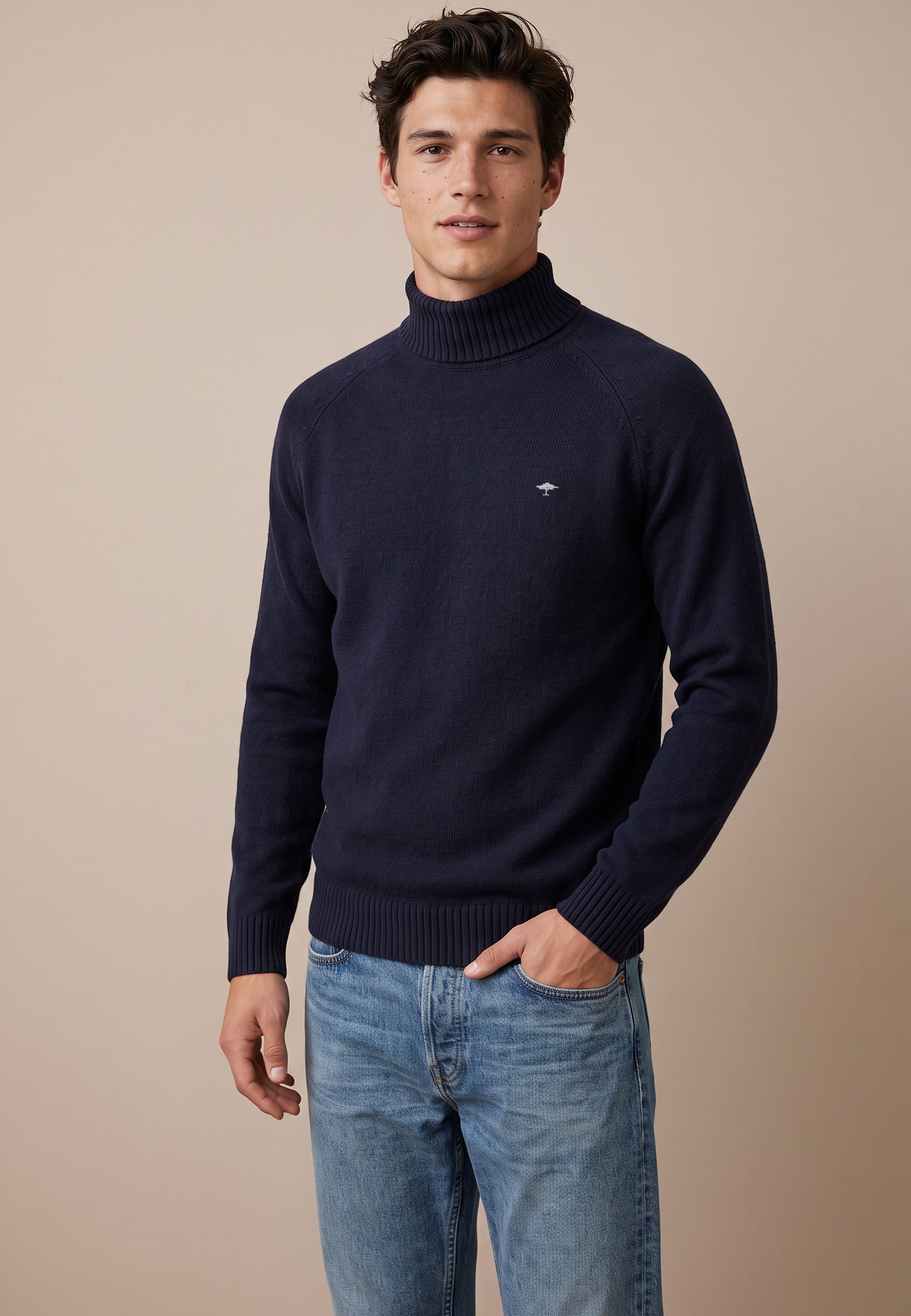 FYNCH-HATTON Rollkragenpullover Raglanärmel, Kaschmiranteil
