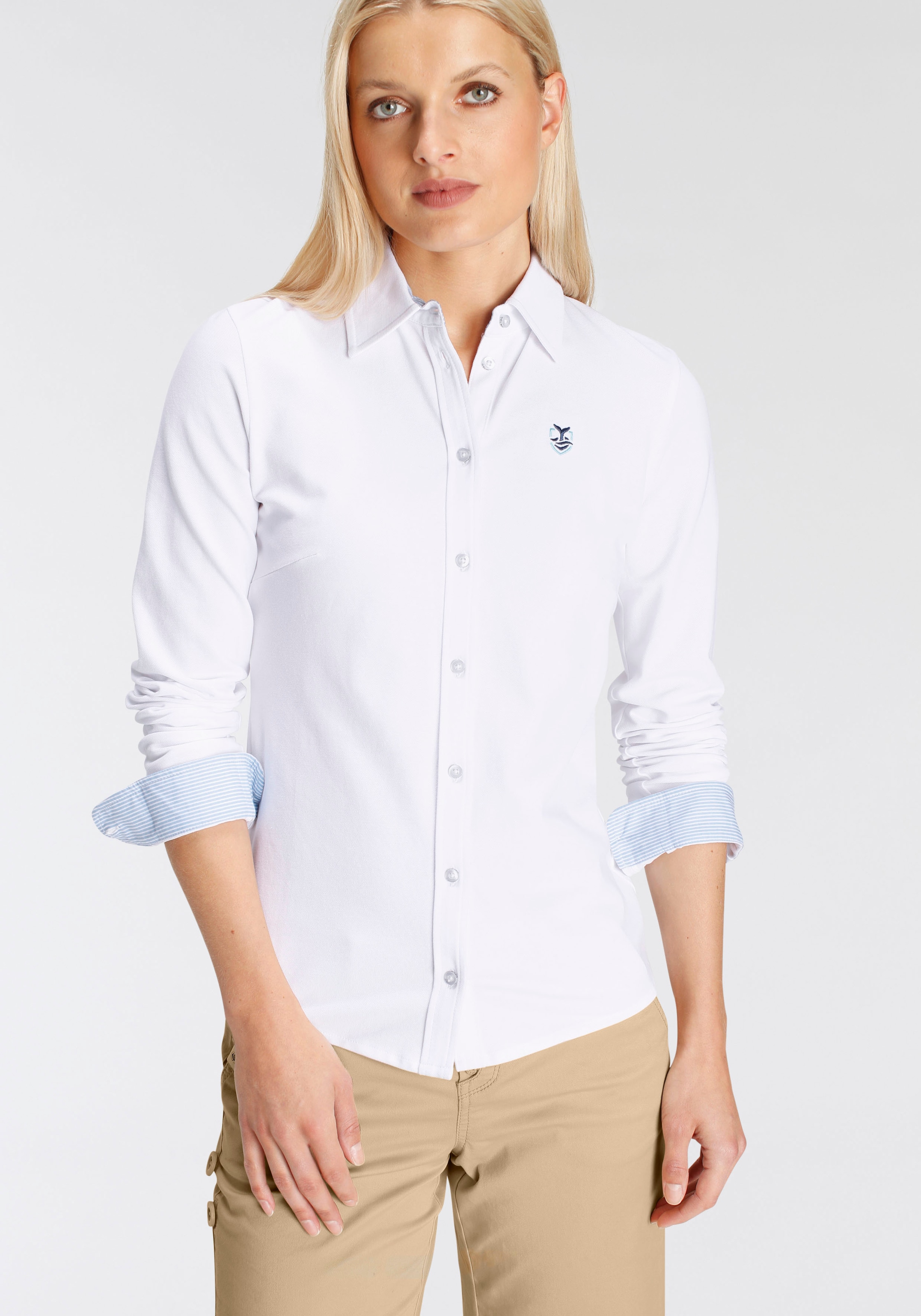 DELMAO Shirtbluse, mit Polokragen Online MARKE! Shop Kontrastdetails und im ---NEUE kaufen OTTO