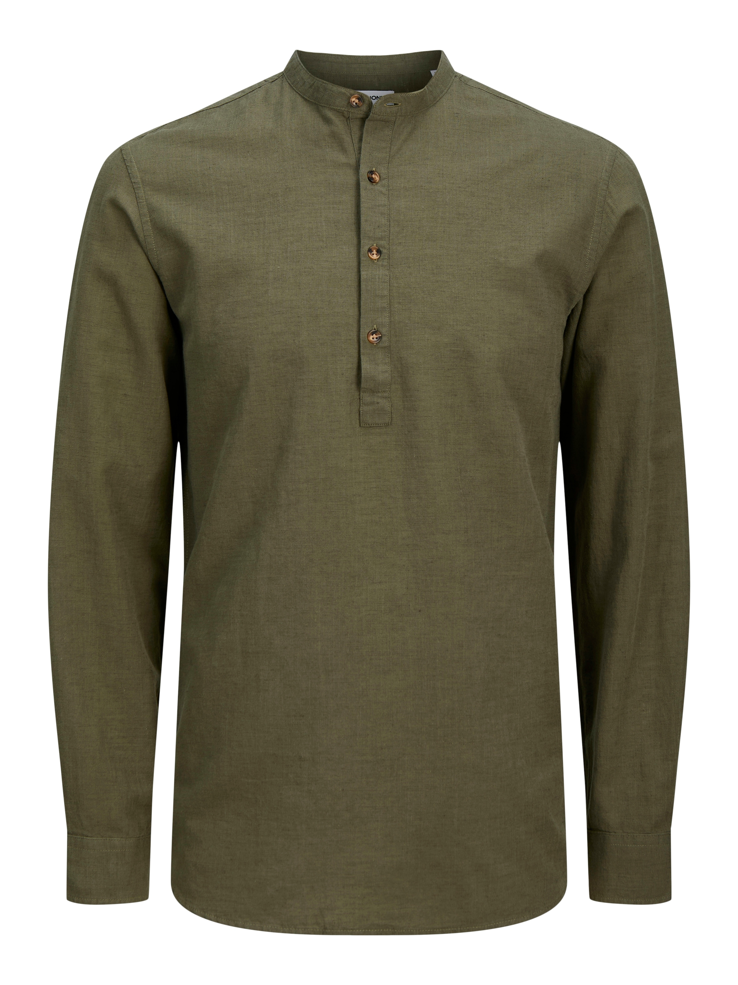 Jack & Jones Langarmhemd »JJESUMMER HALF PLACKET SHIRT LS SN«, mit Bandkragen