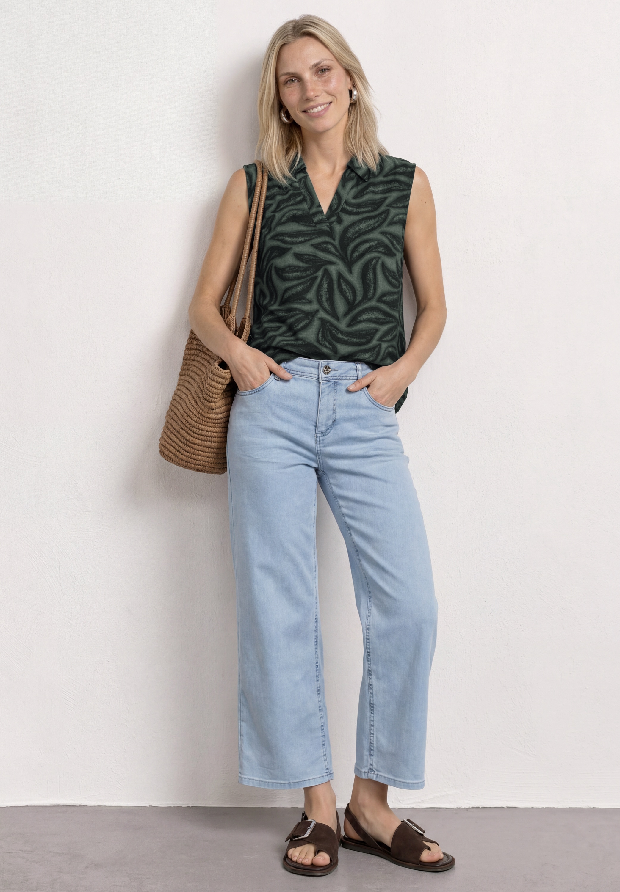 STREET ONE Shirttop Sommertop mit Kragen und floralem Allover-Print