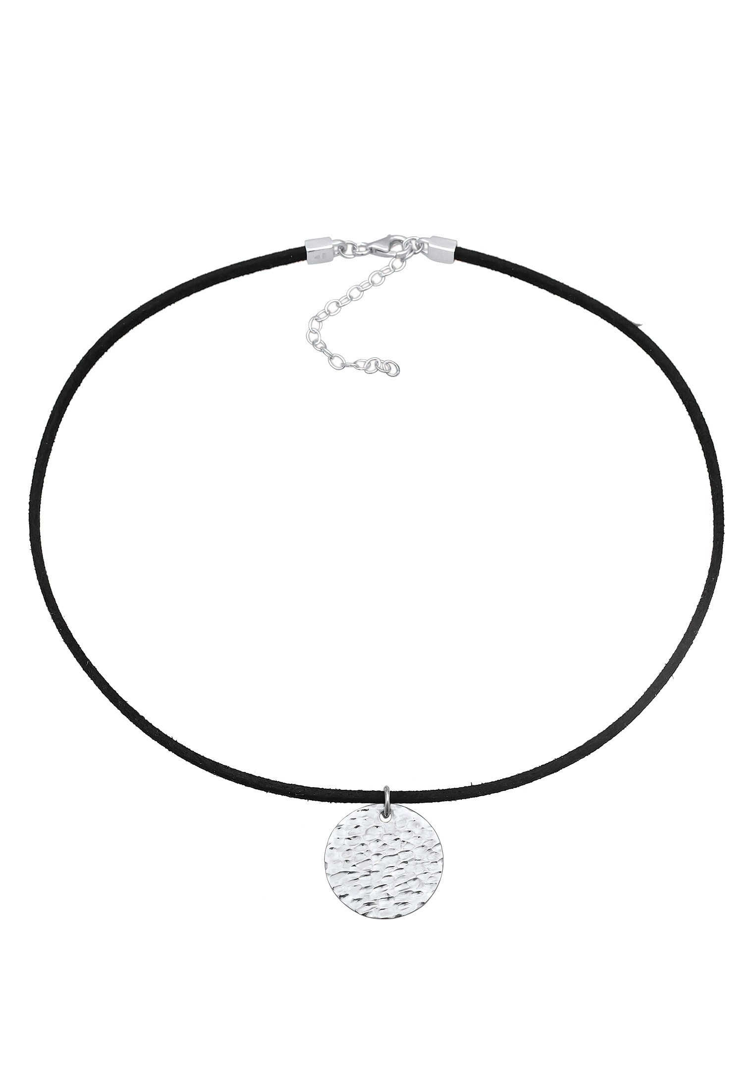 Elli Choker »Halskette Choker Coin Gehämmert Band Textil 925 Silber«