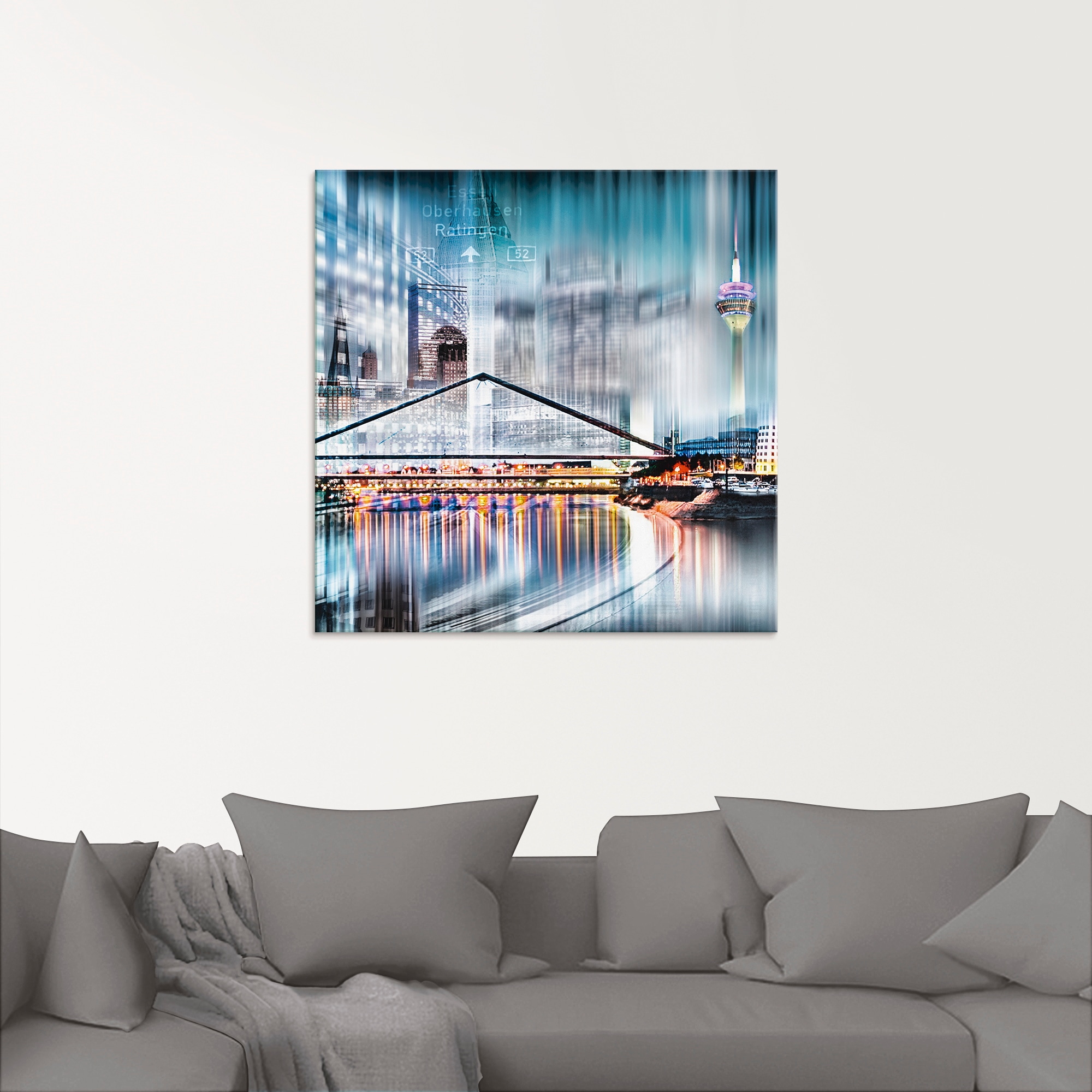 Artland Glasbild »Düsseldorf Collage Skyline 13«, Deutschland, (1 St.), in verschiedenen Größen