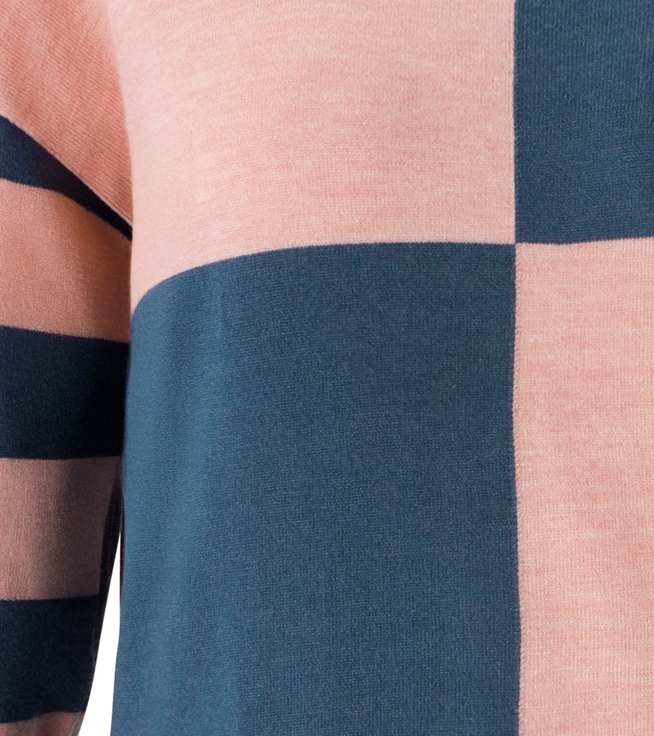 Aniston CASUAL Strickpullover mit großflächigem Patchmuster und geringelten Ärmeln - NEUE KOLLEKTION