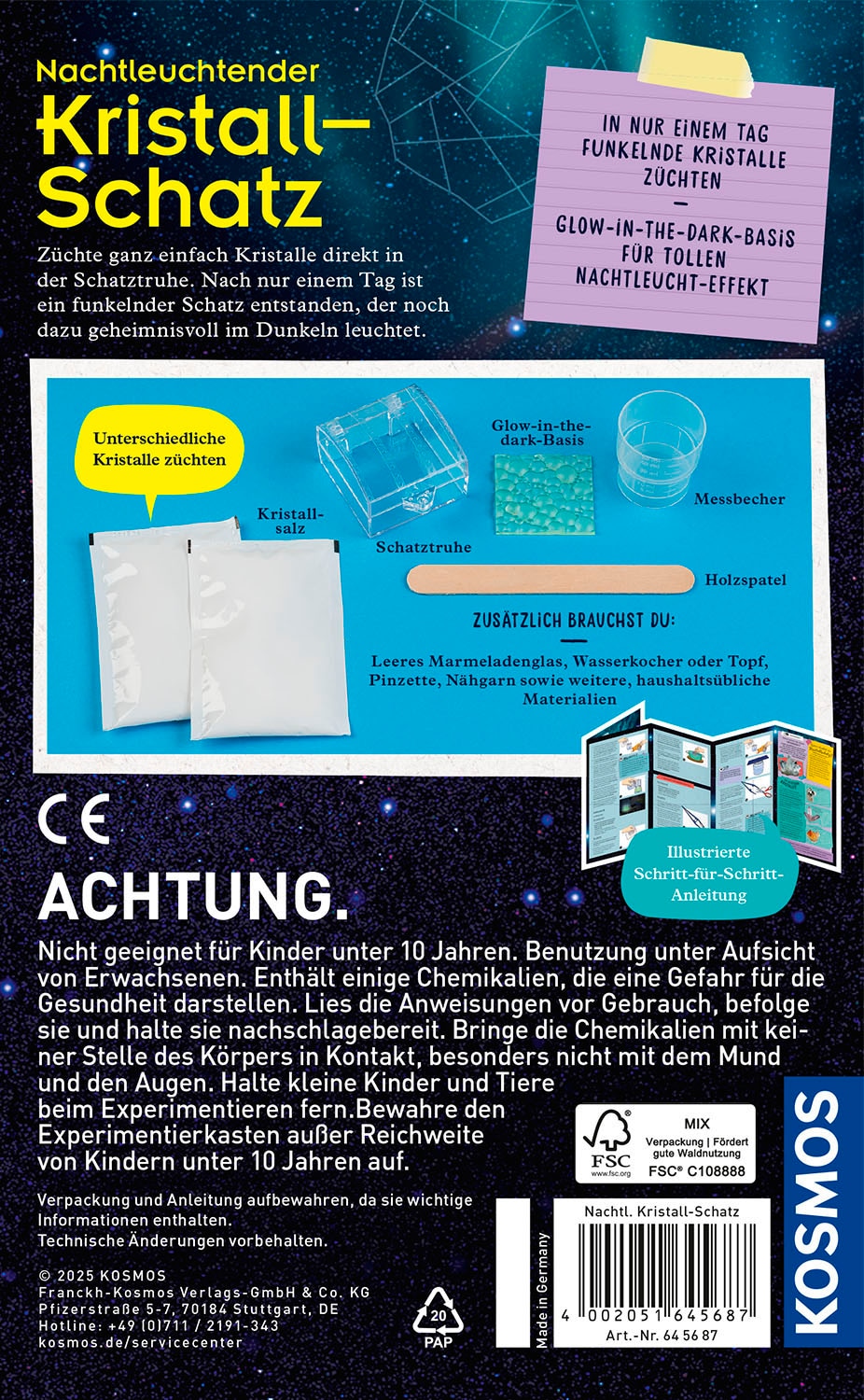 Kosmos Experimentierkasten »Nachtleuchtender Kristall-Schatz«, Made in Germany