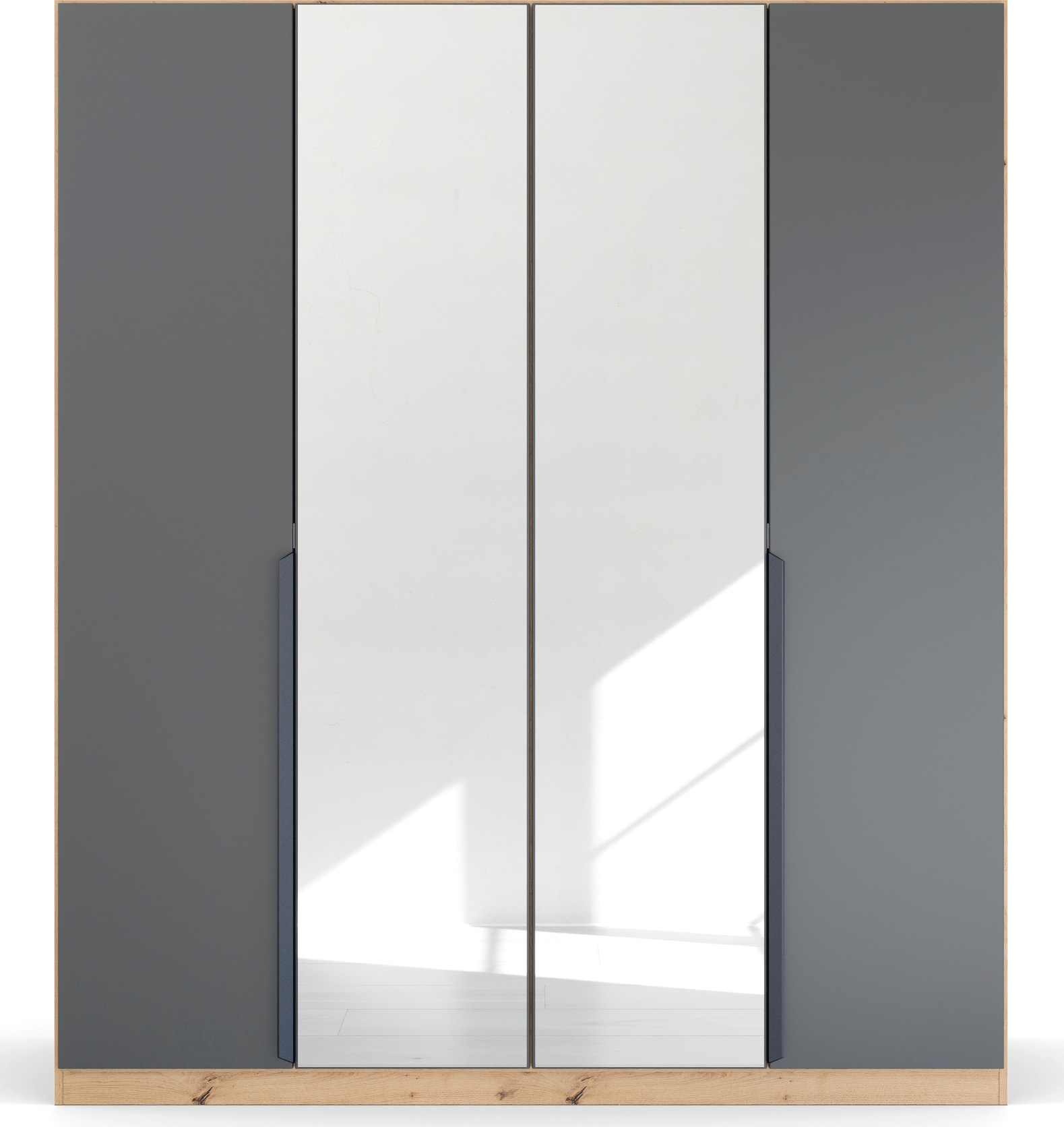 rauch Drehtürenschrank »Dark&Wood by Quadra Spin« im Industrial Style mit Metallgriffstangen, mit Spiegel