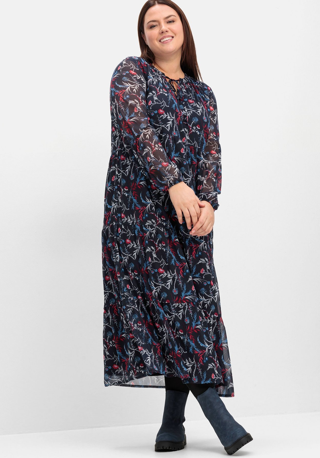 Sheego Maxikleid »Chiffonkleid aus Chiffon, mit blickdichtem Futter«