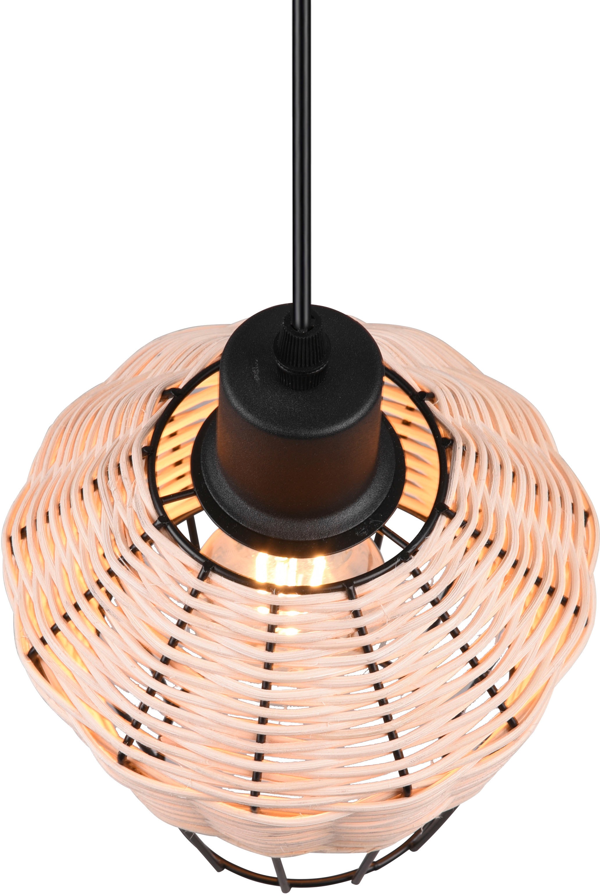 REALITY Leuchten Pendelleuchte »Borka«, 1 flammig, Leuchtmittel E27 | ohne Leuchtmittel, Boho Hängelampe aus Rattan 1-flammig exkl E27 max 40W höhenverstellbar
