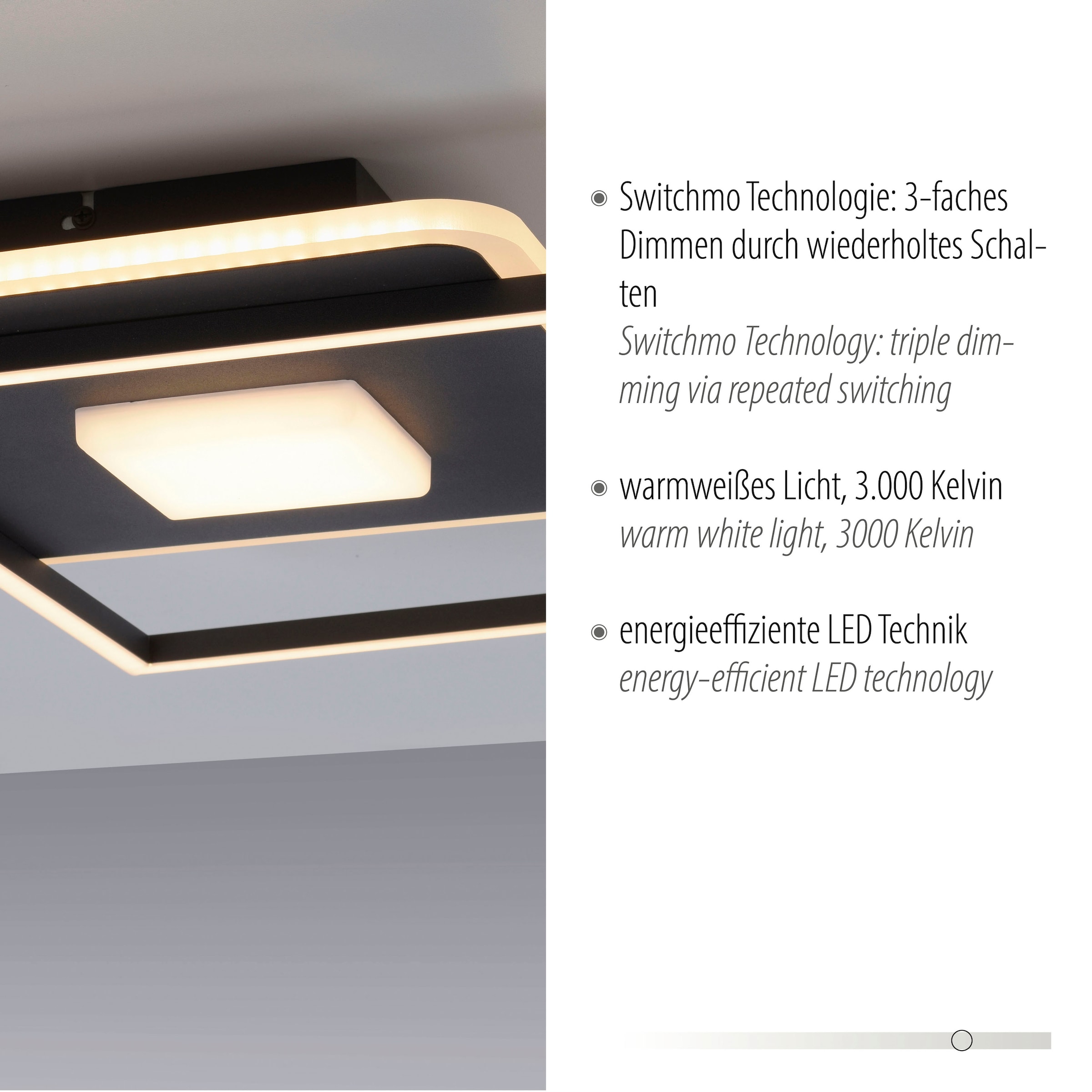 JUST LIGHT LED Deckenleuchte »DOMINO«, 1 flammig, Leuchtmittel LED-Board | LED fest integriert