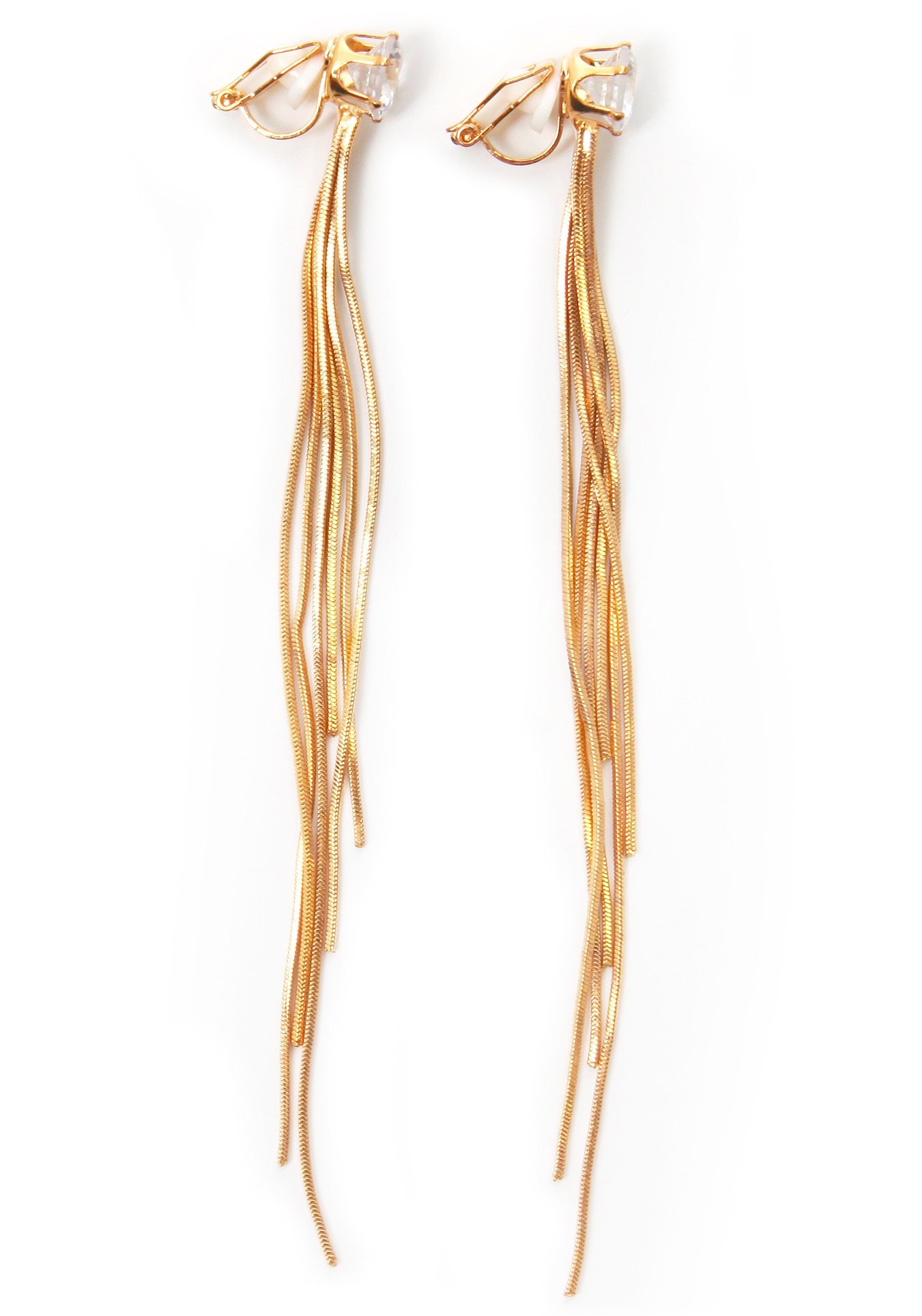 Firetti Paar Ohrclips »mehrreihig, elegant, vergoldet«, mit Glassteinen