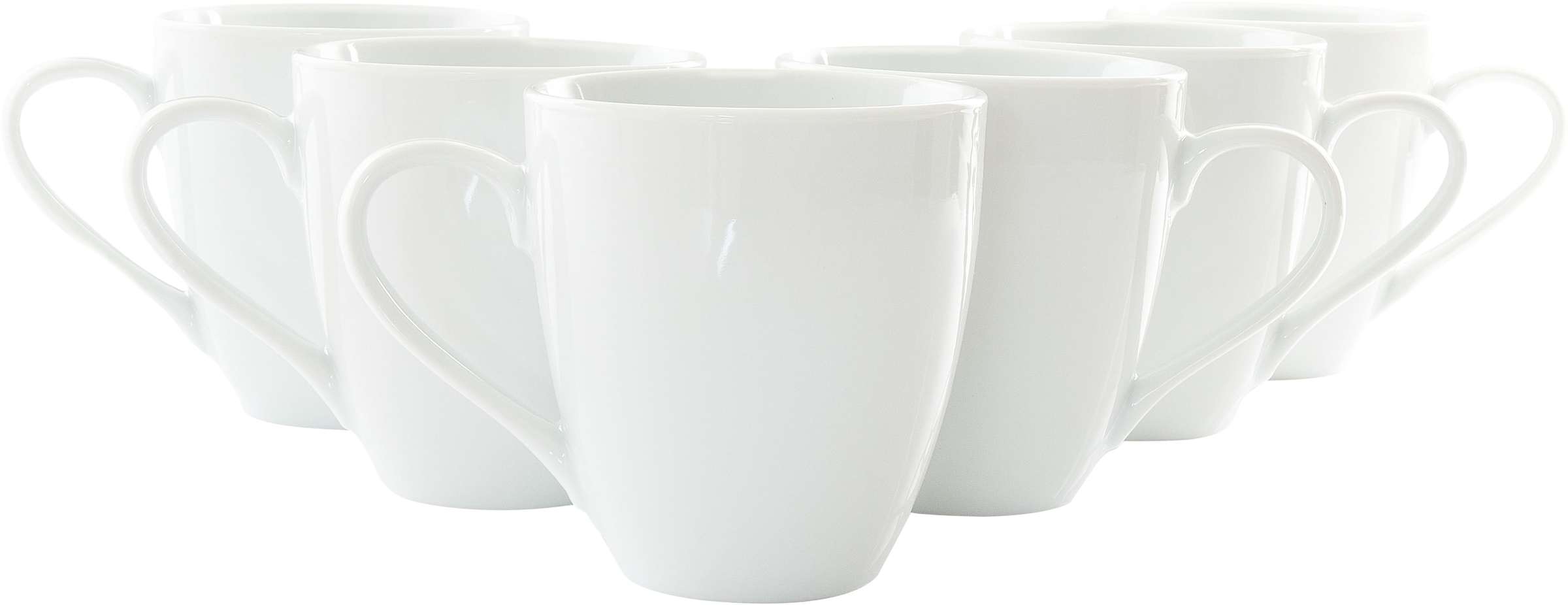 Retsch Arzberg Becher großer XXL Henkelbecher in gefällig bauchiger Form, 6-teilig, 500 ml