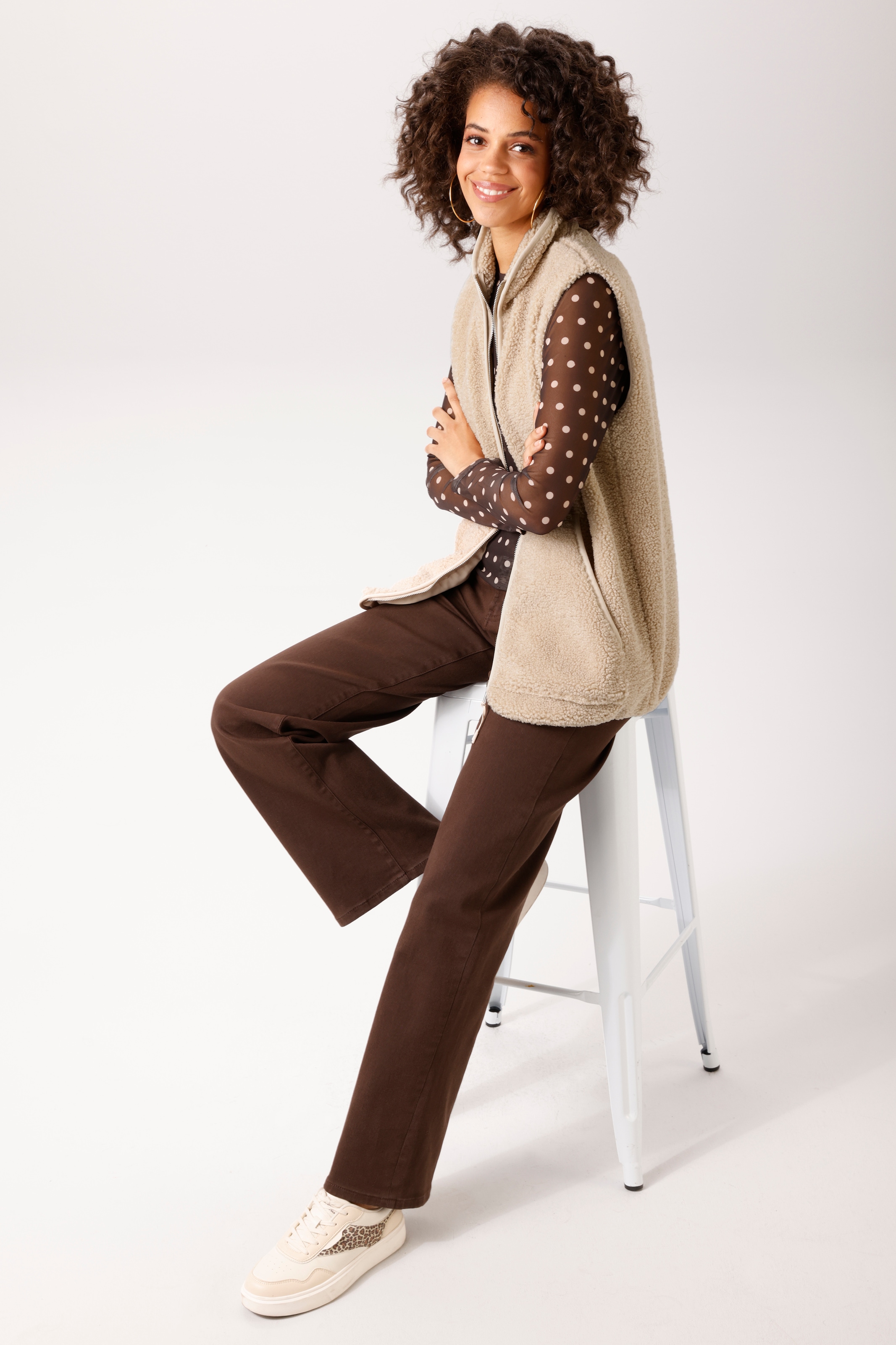 Aniston CASUAL Plüschweste mit Stehkragen - NEUE KOLLEKTION