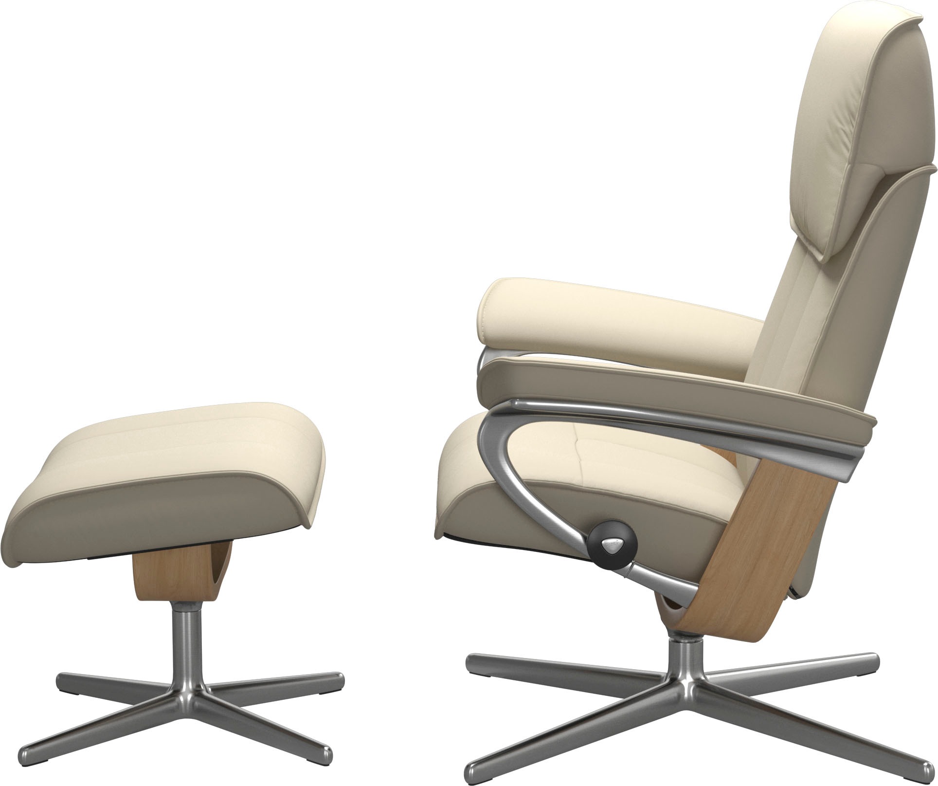 Stressless® Relaxsessel »Admiral«, (Set, Relaxsessel inkl. Hocker), mit Cross Base, Größe M & L, Holzakzent Eiche