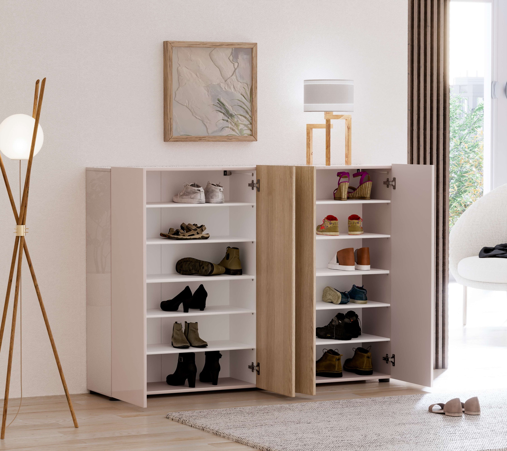 Home affaire Schuhschrank »LADY, Schuhkommode,Schuhmöbel,Schuhablage,Schuhregal« 10 Einlegeböden,12 Fächer,ca. 36 Paar Schuhe-Maße: B/T/H:160x34x115 cm