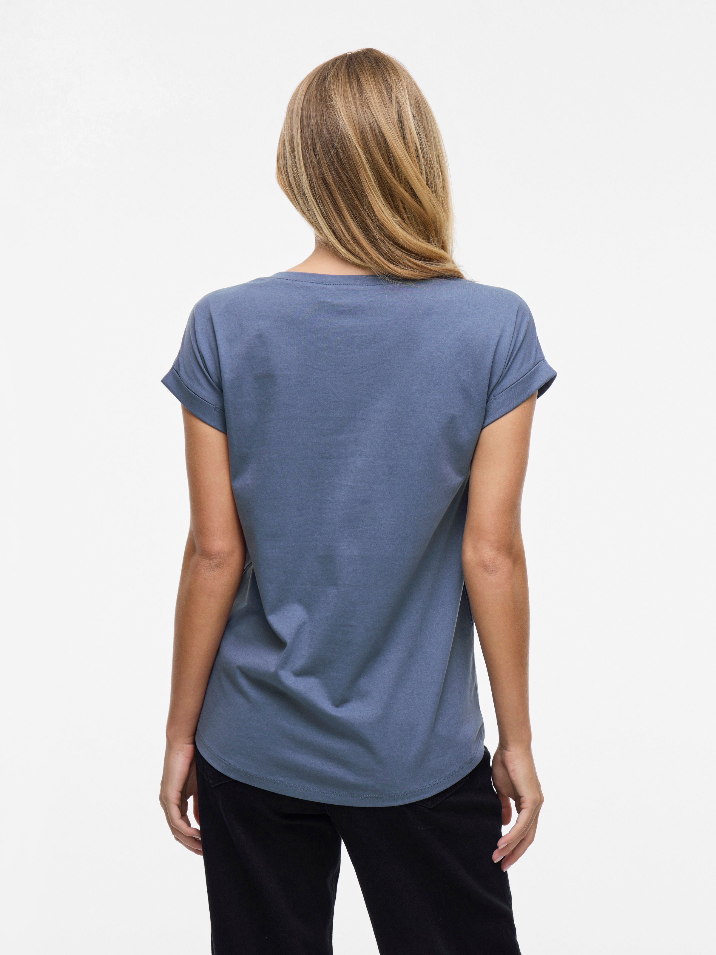 Vila Rundhalsshirt »VIDREAMERS NEW PURE T-SHIRT/SU-NOOS«, Basic Damen-T-Shirt mit Rundhalsausschnitt und umgeschlagenen Ärmeln