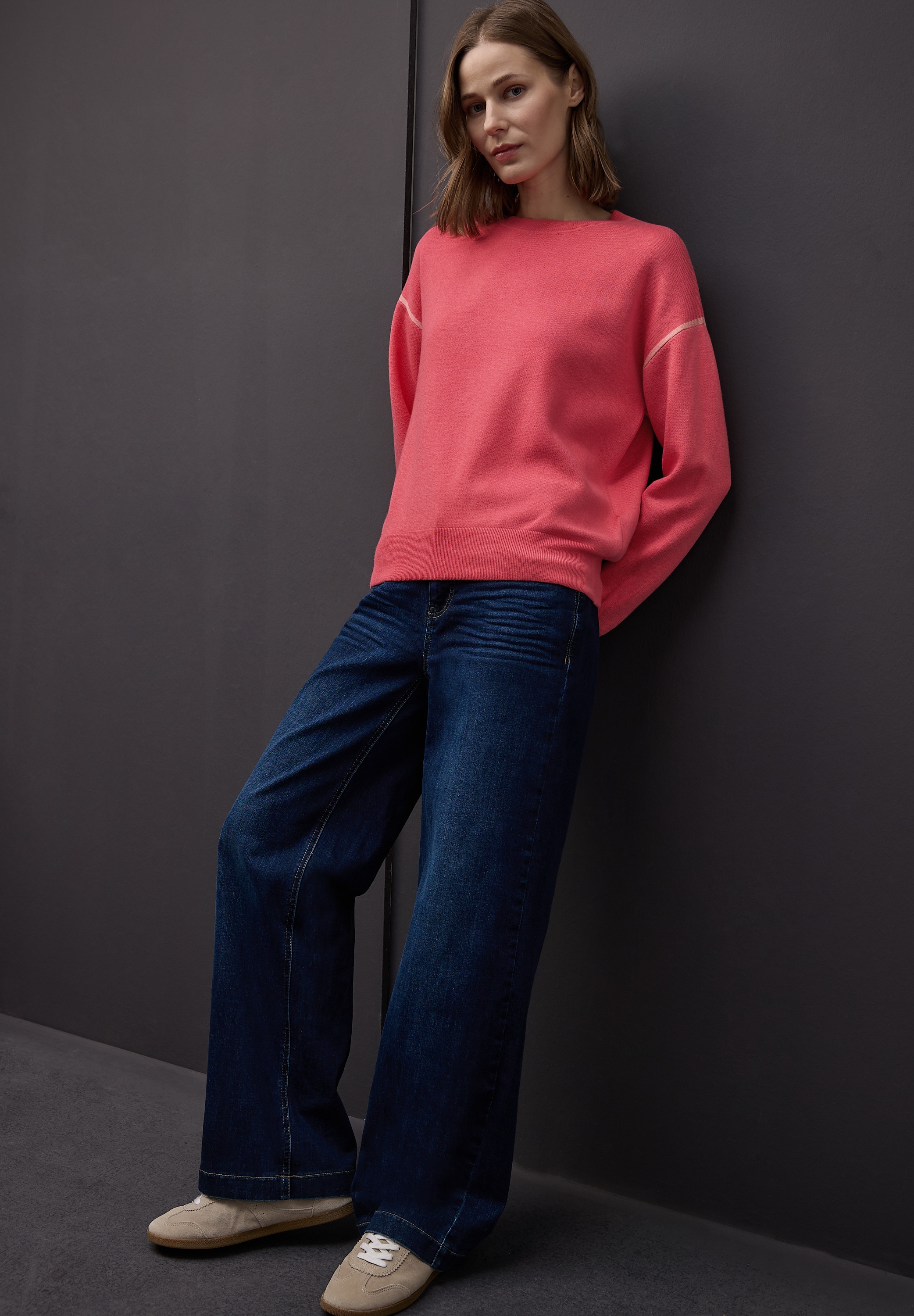 STREET ONE Strickpullover mit Kontrastdetails