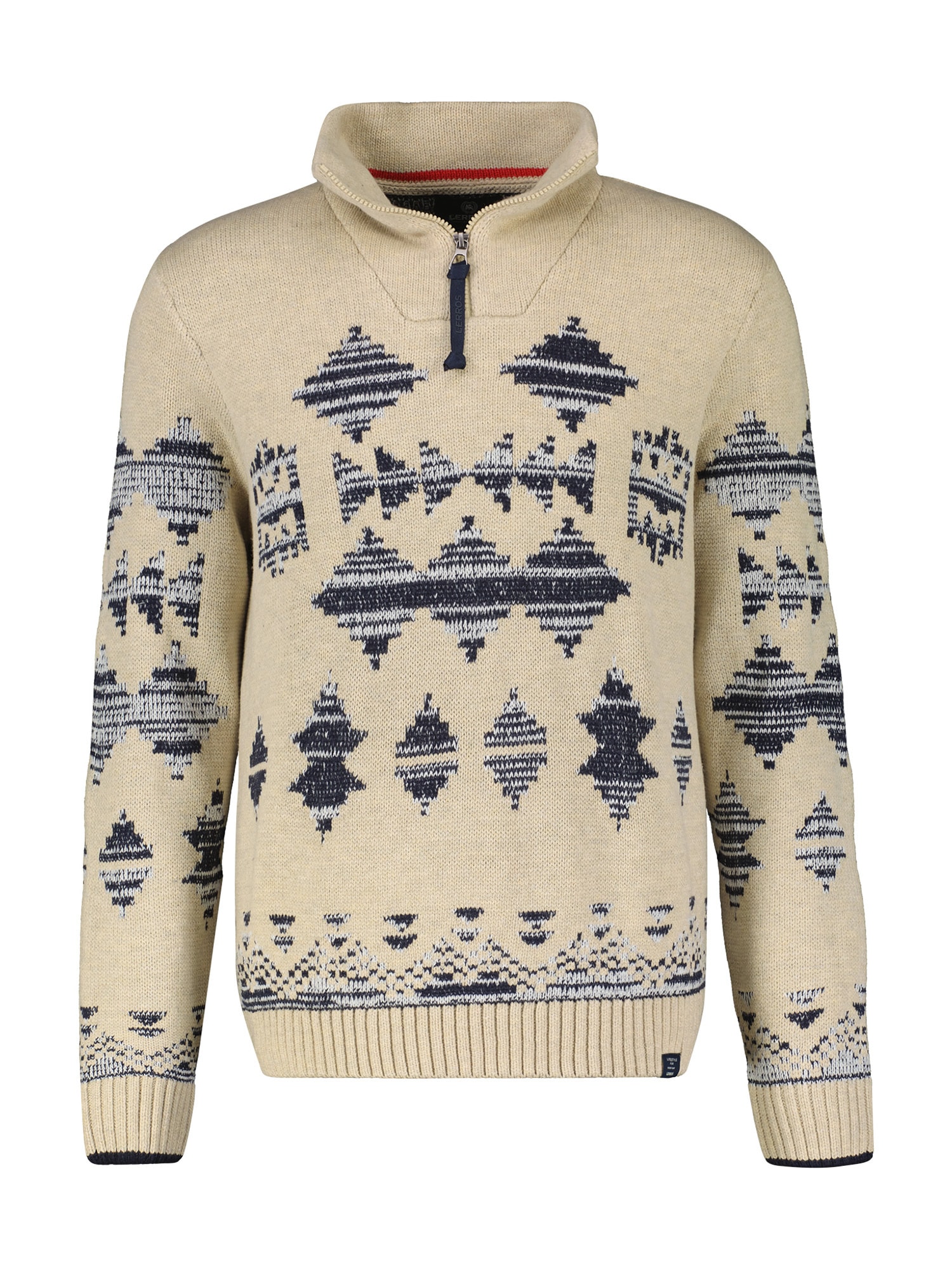 LERROS Strickpullover »LERROS Jaquardpullover mit Troyerkragen«