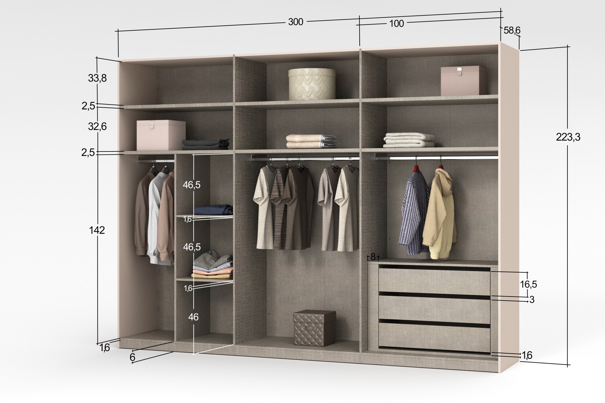 INOSIGN Kleiderschrank »RUBINO, Drehtürenschrank,Schlafzimmerschrank mit hochwertigem Alugriff«, (1 St.), Made in Italy, in Breite wählbar, Basisausführung, Zubehör extra