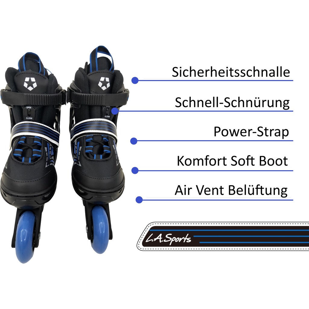 L.A. Sports Inlineskates »Softboot Kinder Jugendliche Größenverstellung 5 Größen verstellbar«