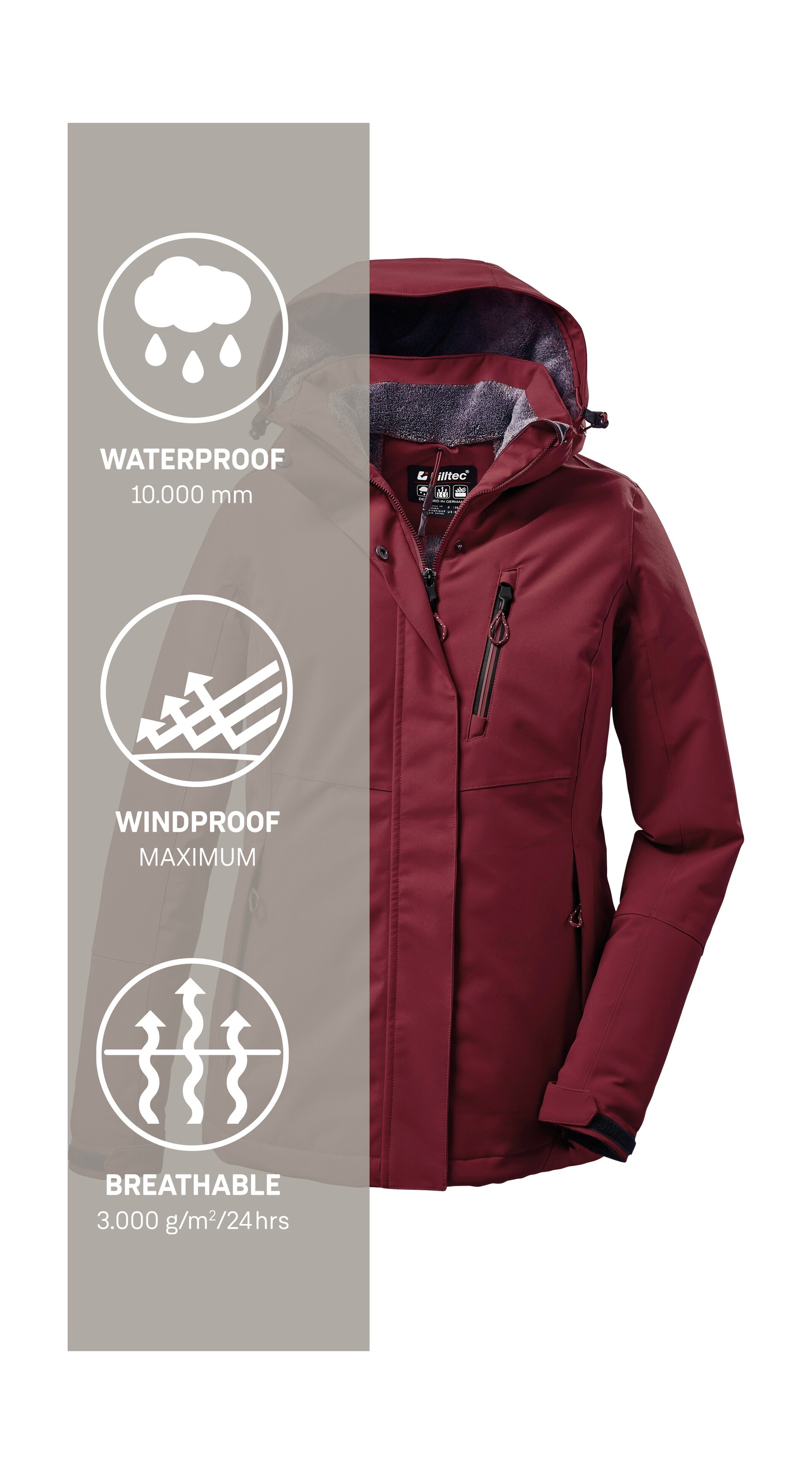 Killtec Outdoorjacke »KOW 140 WMN JCKT« Wasserdichte Damenjacke, atmungsaktiv, abnehmbare Kapuze