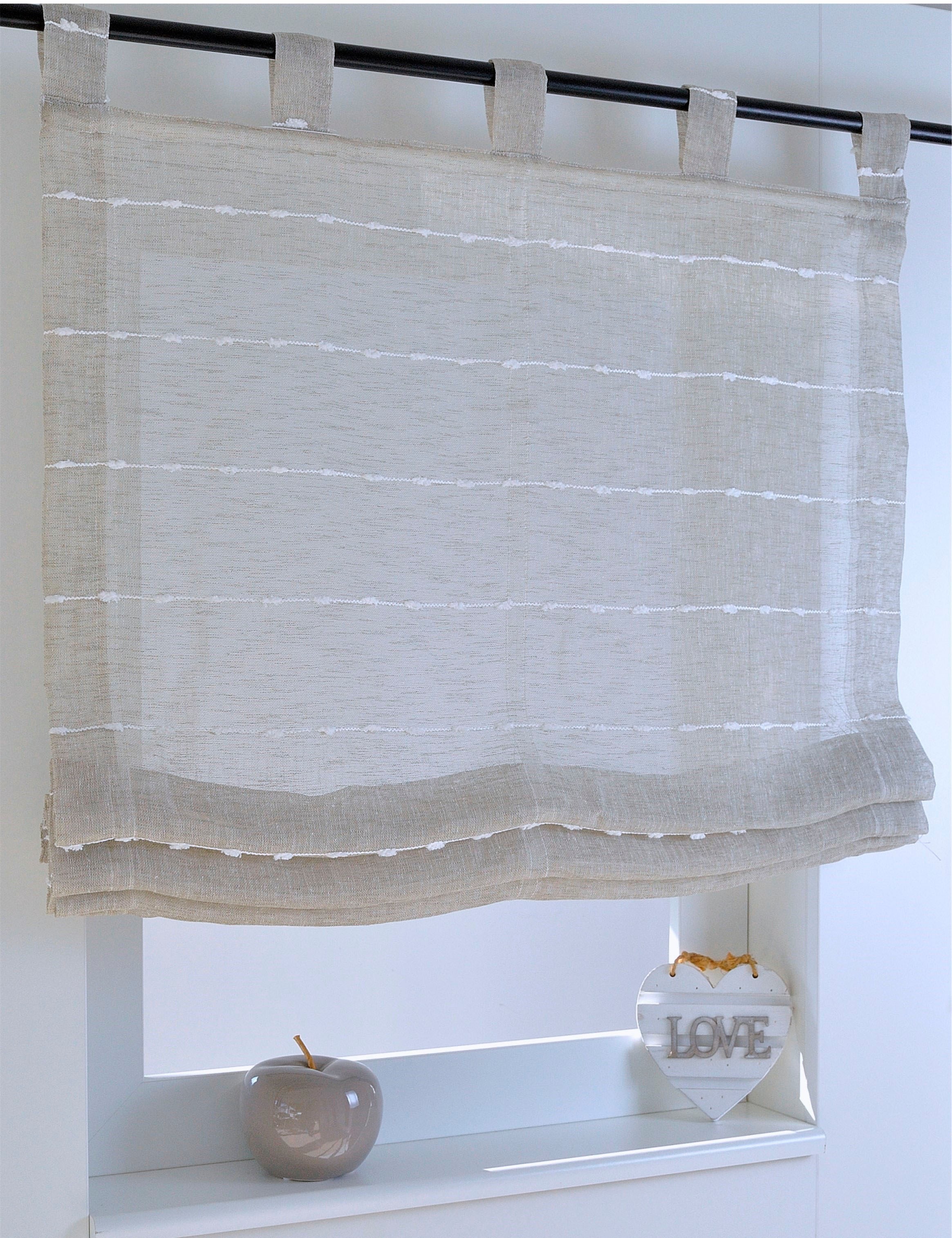 Kutti Raffrollo »Sina« mit Schlaufen freihängend für Gardinenstangen Natur Landhaus in beige