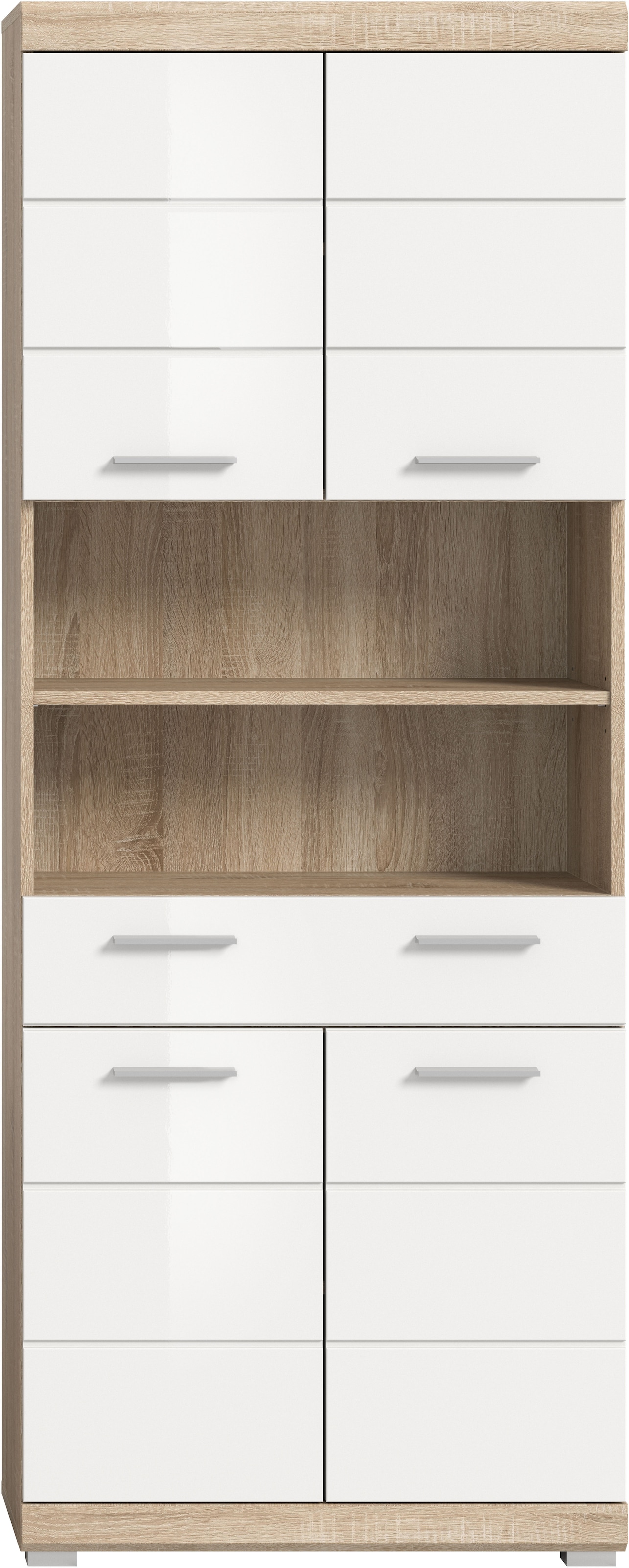 INOSIGN Hochschrank »Siena, Breite 74cm, 4 Türen, 1 Schubkasten, 2 offene Fächer, MDF-Front«, in verschiedenen Farben erhältlich, Badmöbel, Badschrank, Schrank, Bad