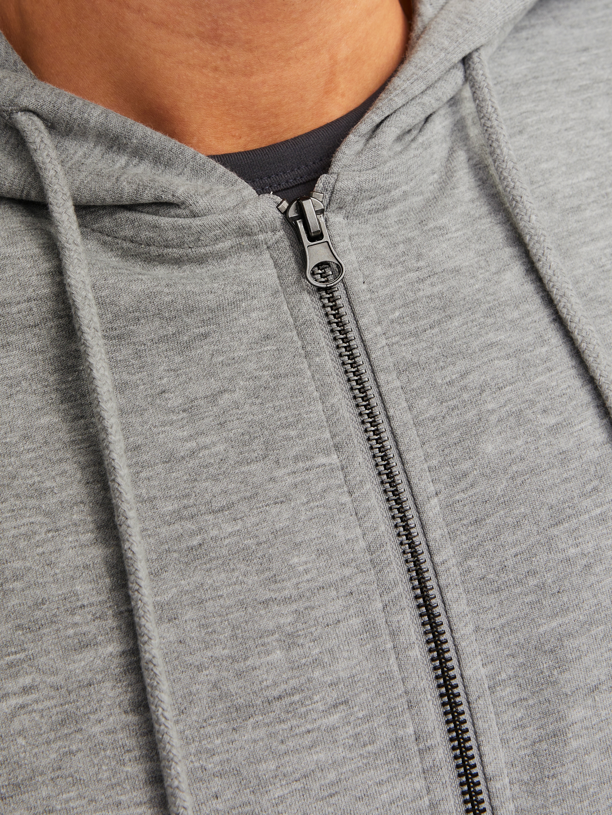 Jack & Jones Kapuzensweatjacke »JJEBASIC Hoodie mit Rippbündchen und angenehmem Tragegefühl«, unifarben, modisch, regular fit, Baumwollmischung, Rundhals

