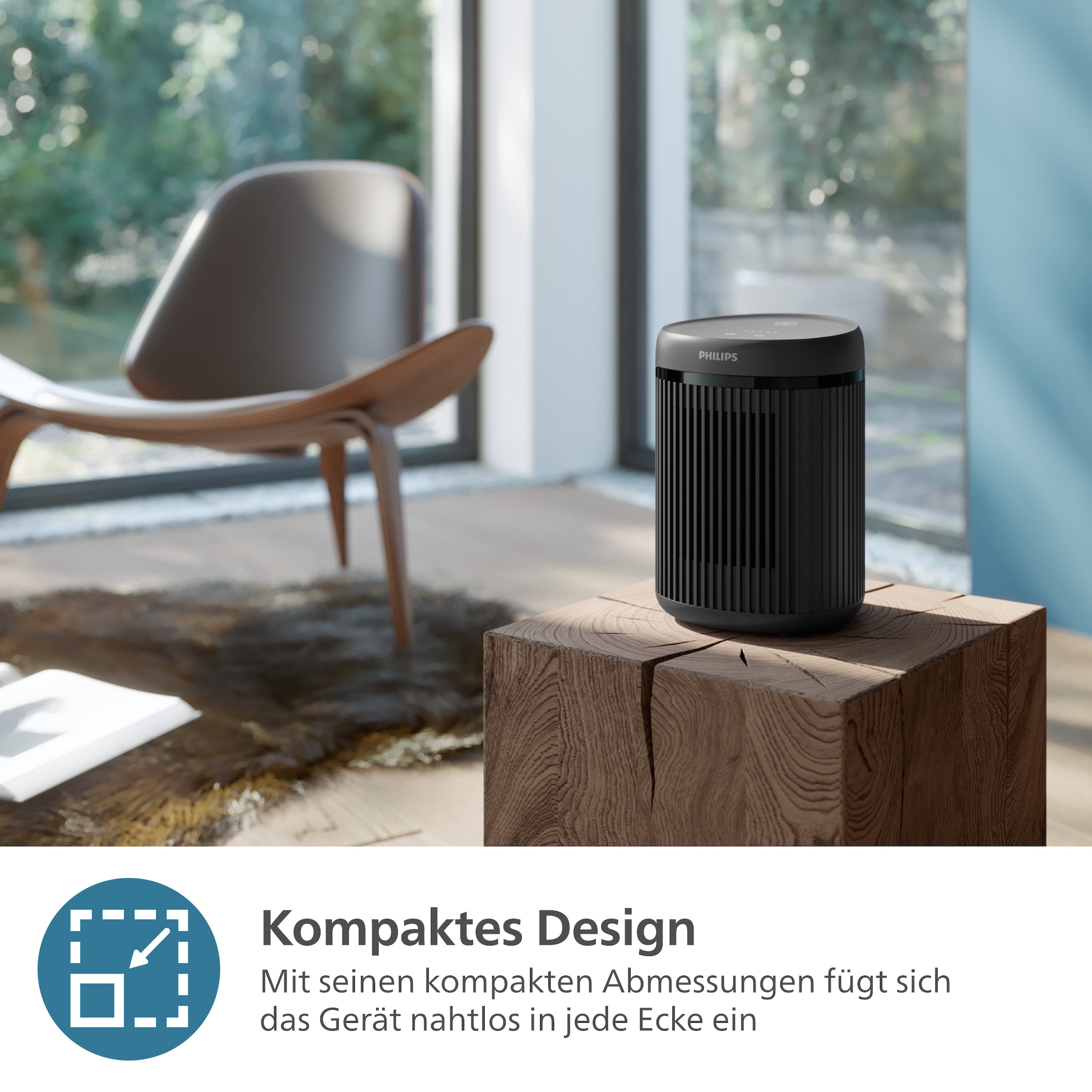 Philips Heizlüfter »aus Keramik, Kompakt 2000 Series CX2120/01, spart bis zu 25 % Energie«, 1500 W, mit schnellem Aufheizen in nur 2 Sekunden, extrem leise