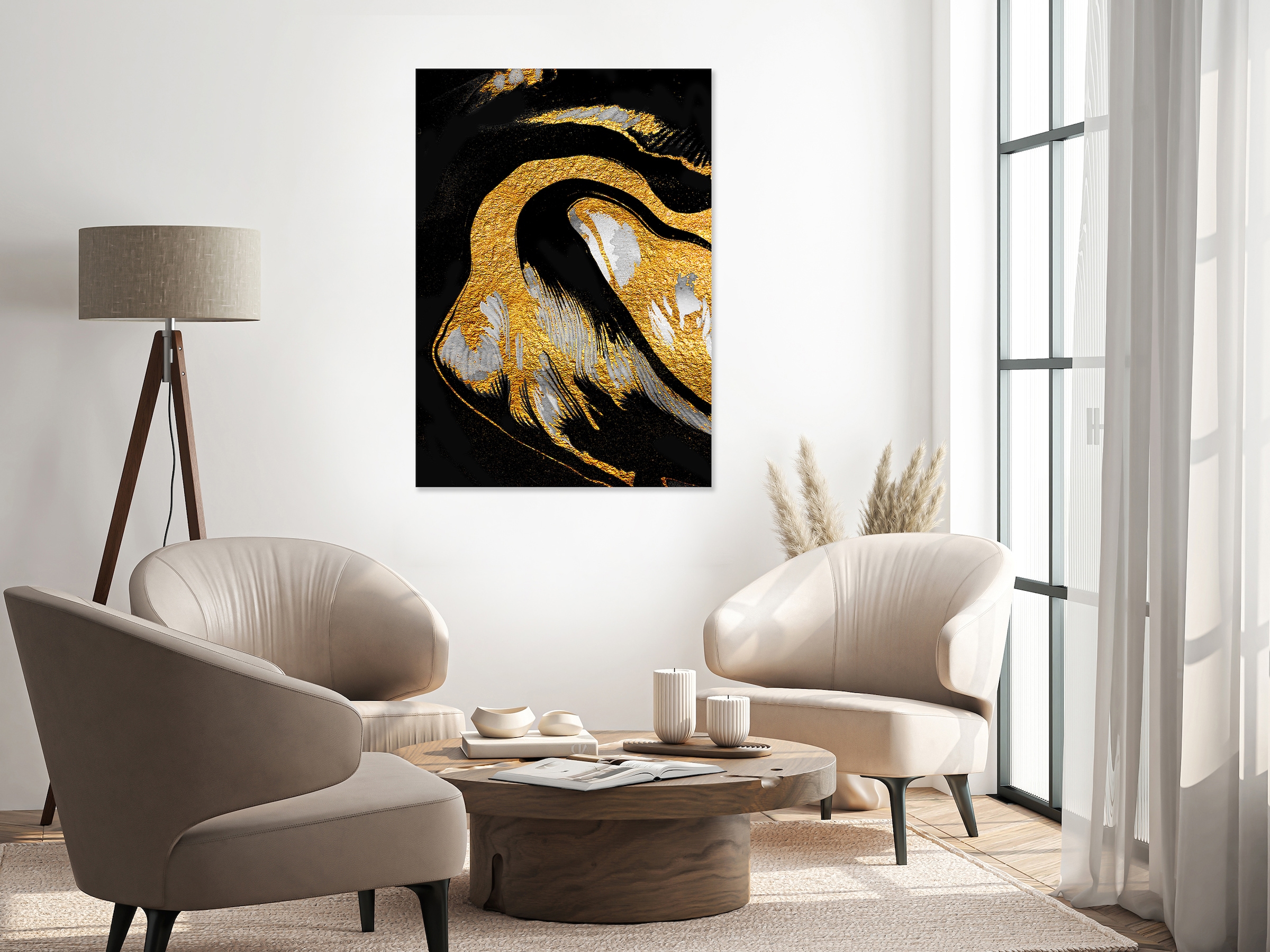 queence Acrylglasbild »Wandbild, Goldbild, Bild Abstrakte Kunst mit Blattgold veredelt« Abstrakte | Fantasy | Kunst Handveredelt mit Blattgold für eine edle und zeitlose Optik.