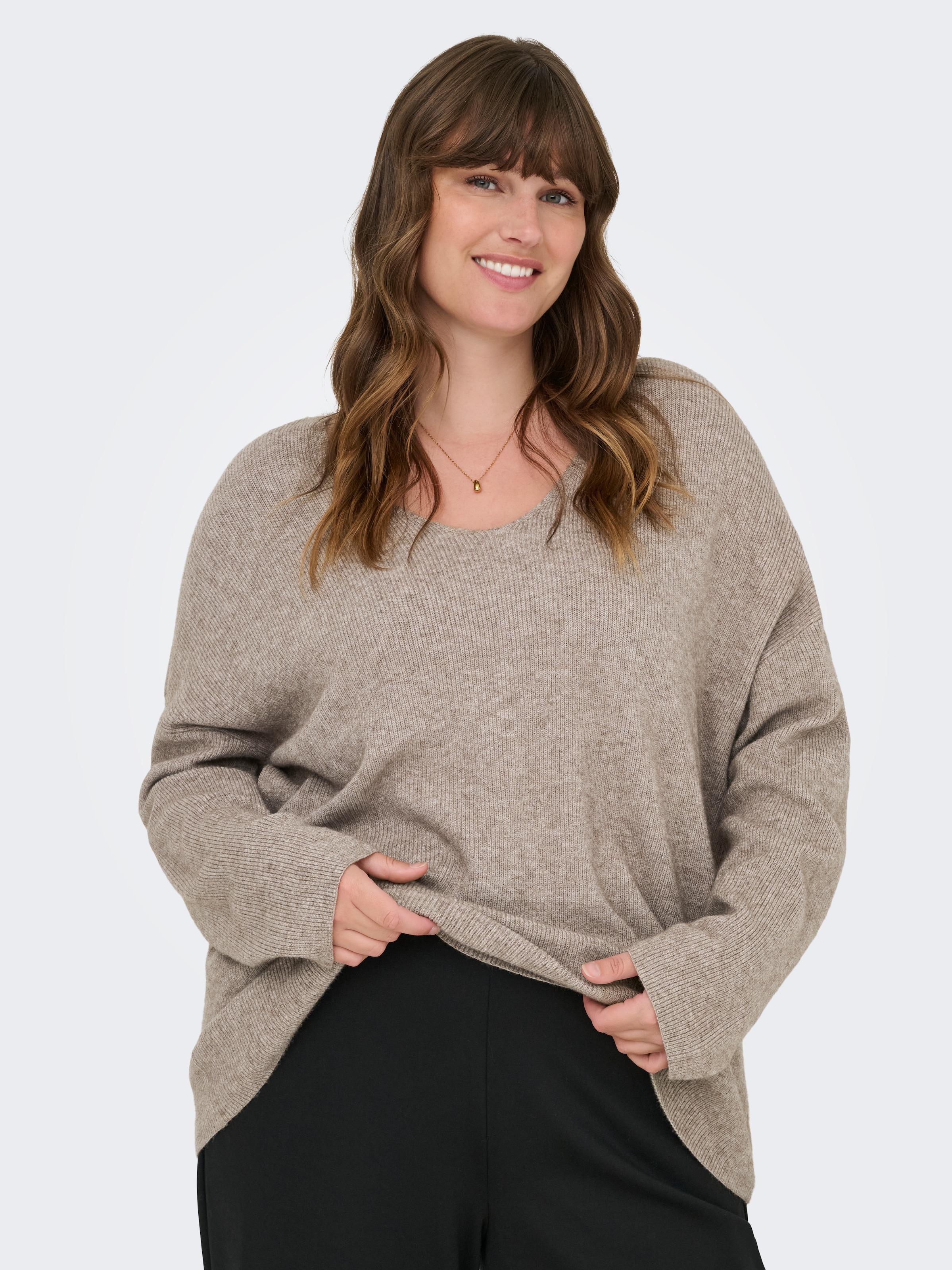 ONLY CARMAKOMA V-Ausschnitt-Pullover »CARIBI LS RIB LOOSE V-NECK CC KNT«