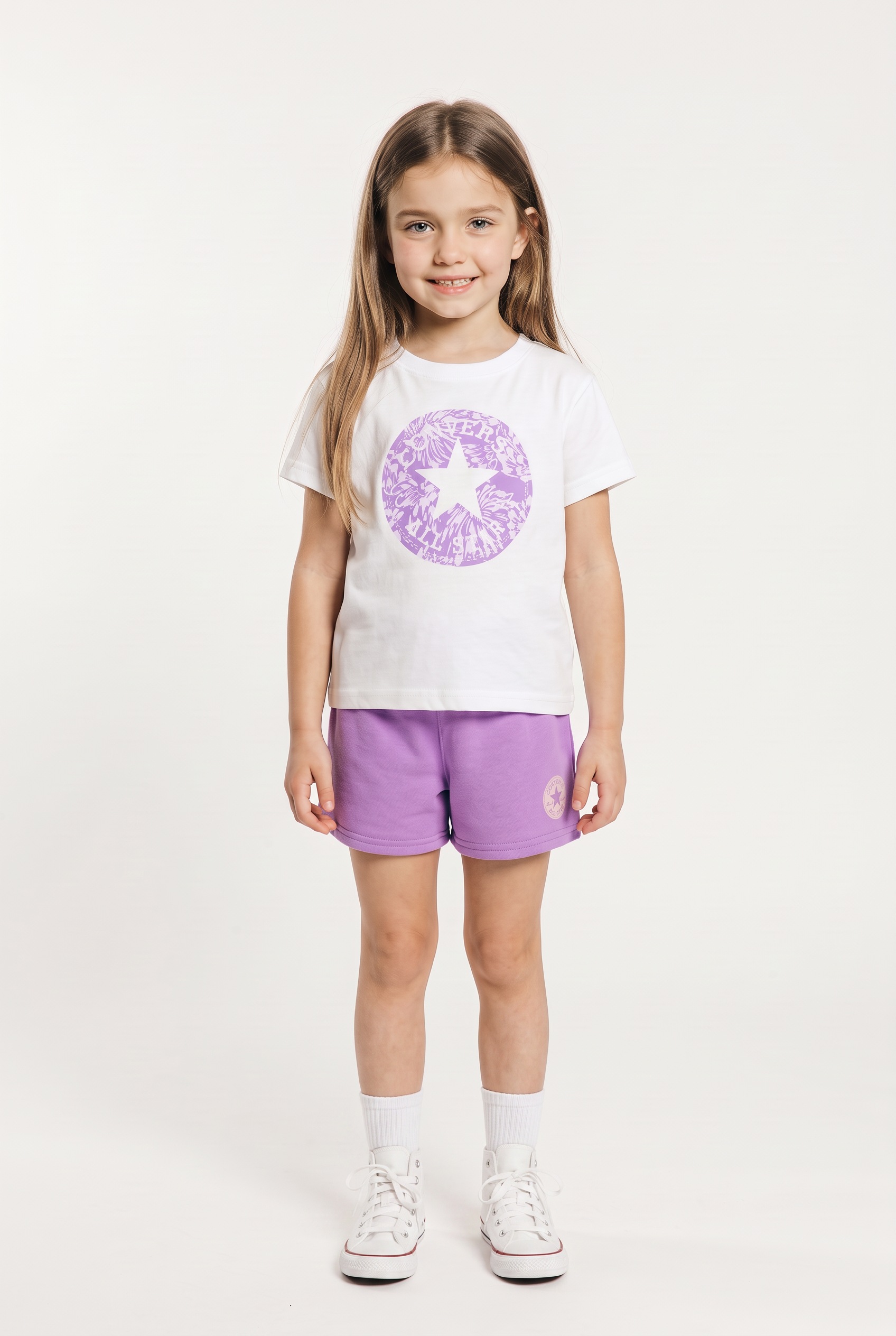 Converse T-Shirt & Shorts »CNVG FLORAL TEE & SHORT SET« 2 zweiteiliges Set, für Kinder, aus Baumwolle und Polyester