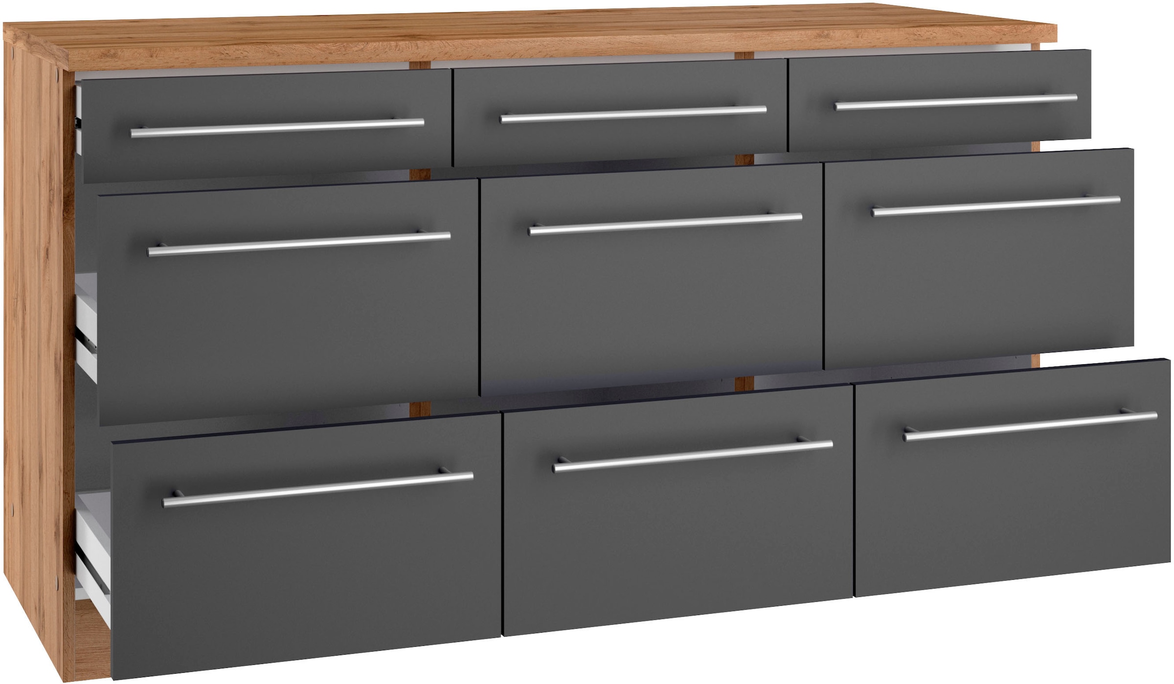 KOCHSTATION Unterschrank »KS-Wien« edel aussehende gestiftete Fronten