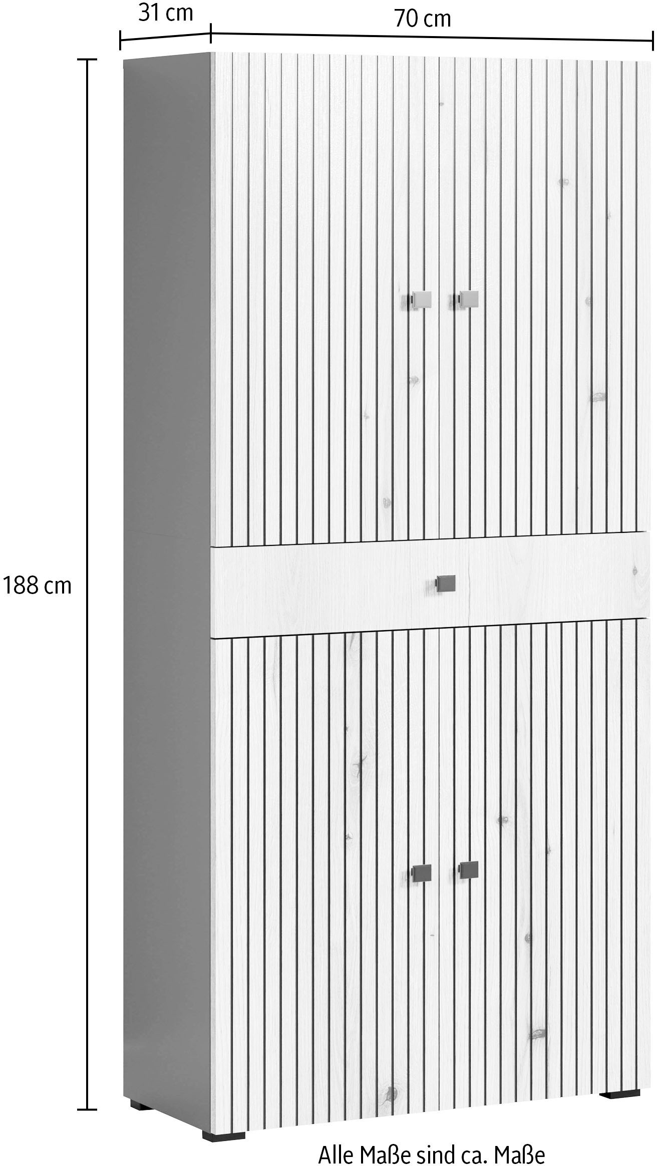 welltime Hochschrank »Amrum«, Breite 40cm, geräumiger Hochschrank Eiche Rillenoptik Badschrank