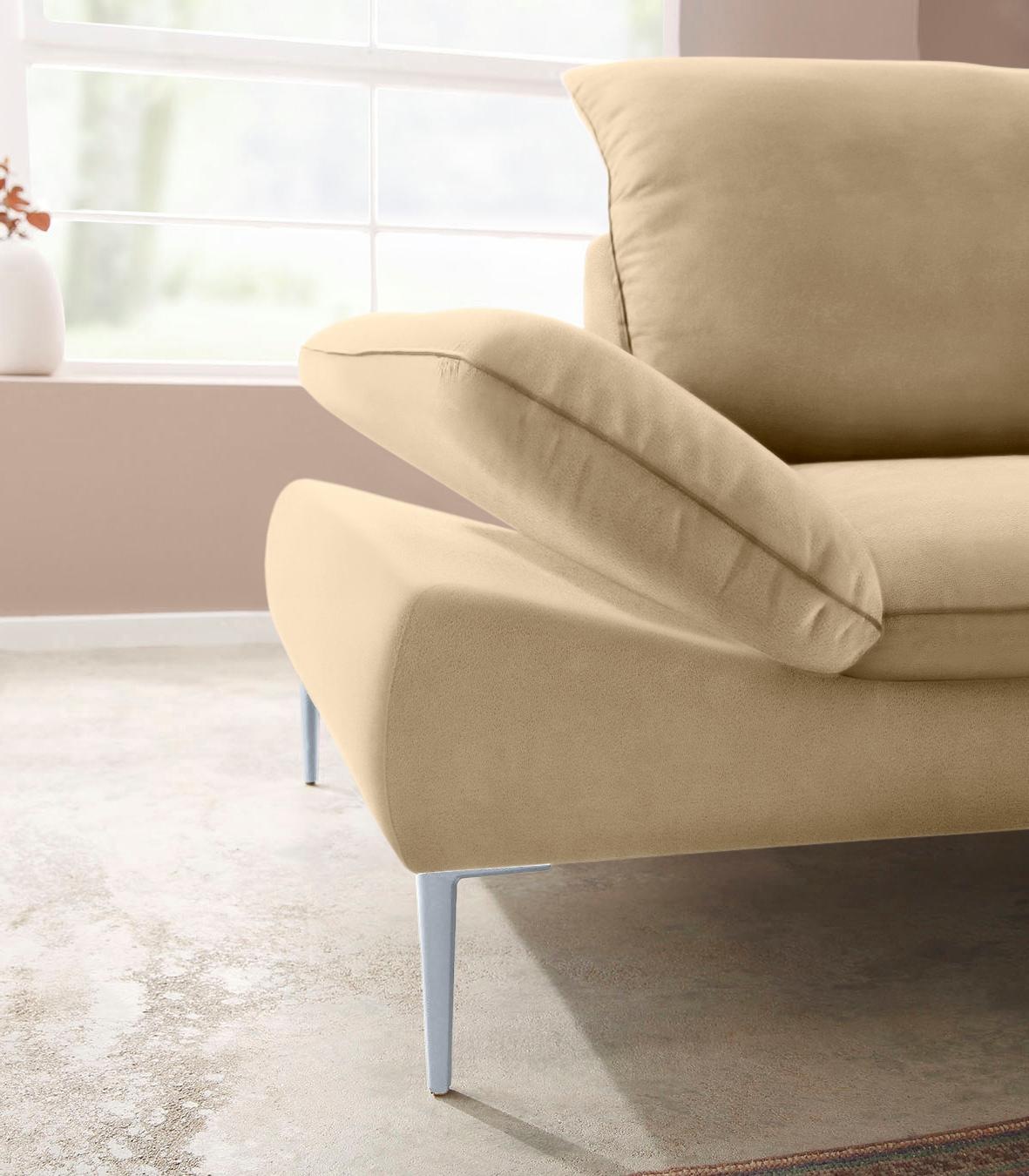 W.SCHILLIG Ecksofa »enjoy&MORE, mit tollem Sitzkomfort, elegant und bequem, L-Form«, mit Sitztiefenverstellung, Füße silber matt, Breite 294 cm