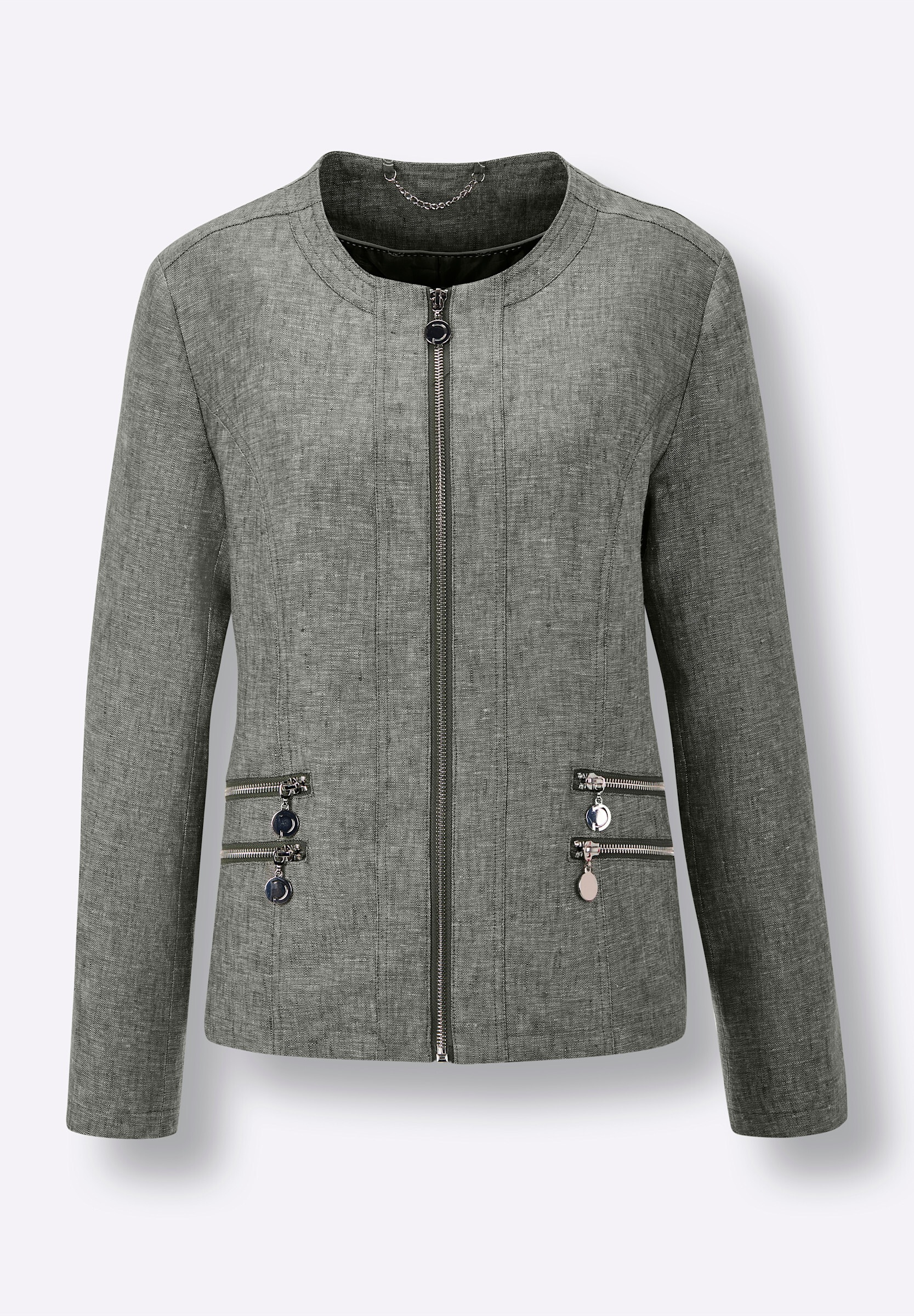 creation L Blusenblazer »Leinen-Blazer Leinenblazer mit Reißverschluss-Taschen«