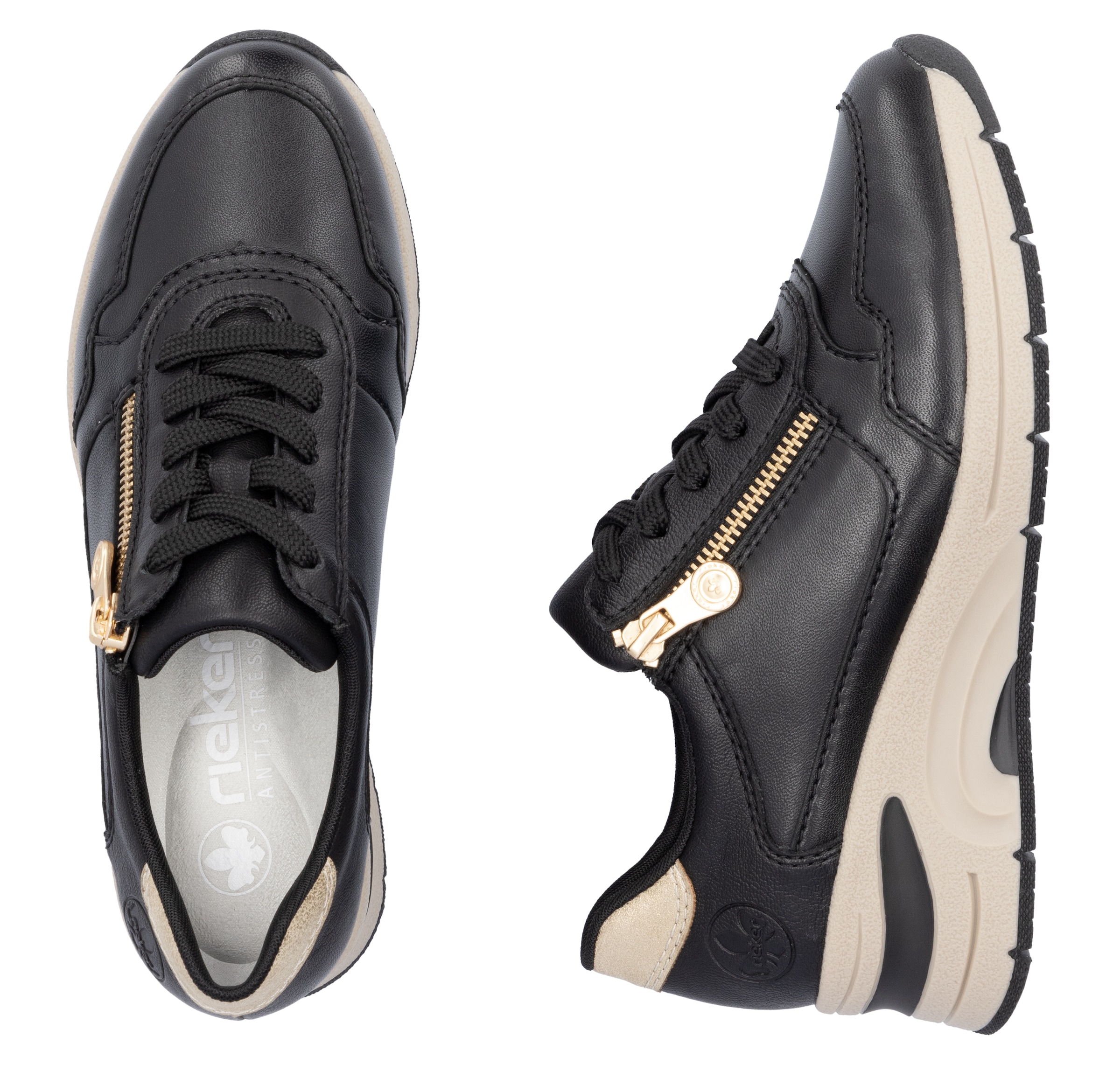 Rieker Keilsneaker,Freizeitschuh,Halbschuh,Schnürschuh mit Reißverschluss, schmale Form