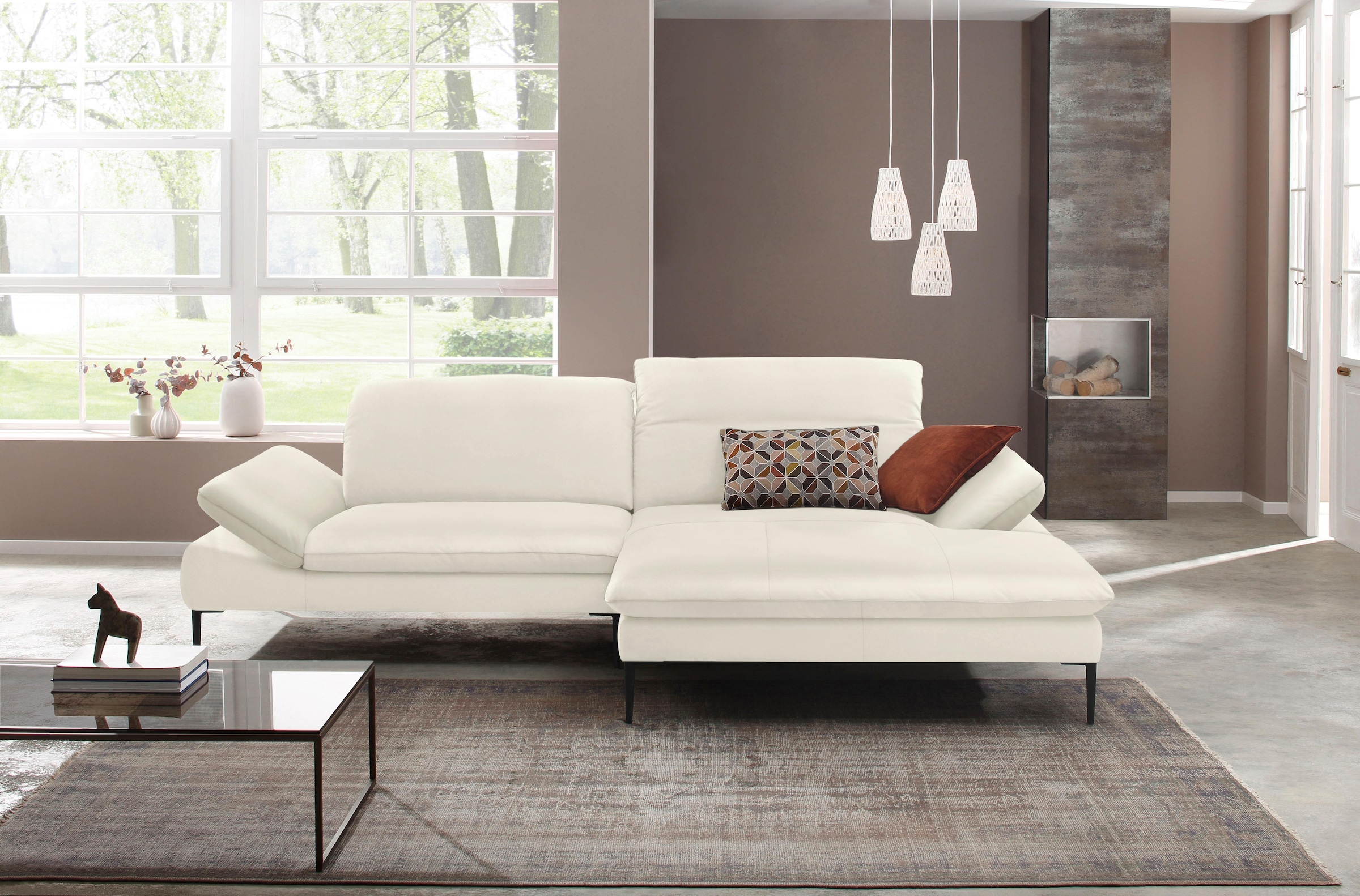 W.SCHILLIG Ecksofa »enjoy&MORE, Designsofa, elegant und bequem, L-Form«, Sitztiefenverstellung, Füße schwarz pulverbeschichtet, Breite 294 cm