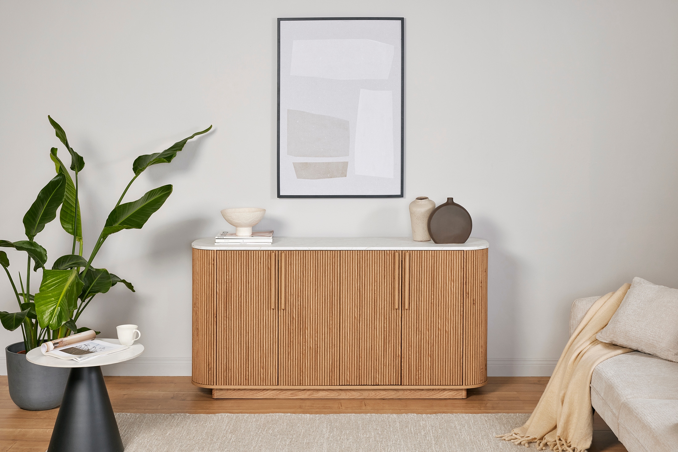 Jahnke Sideboard »STRING SB 160« 1 Stk. tlg. Sideboard, 4-türig, Marmor-Look, Breite 159,5 cm