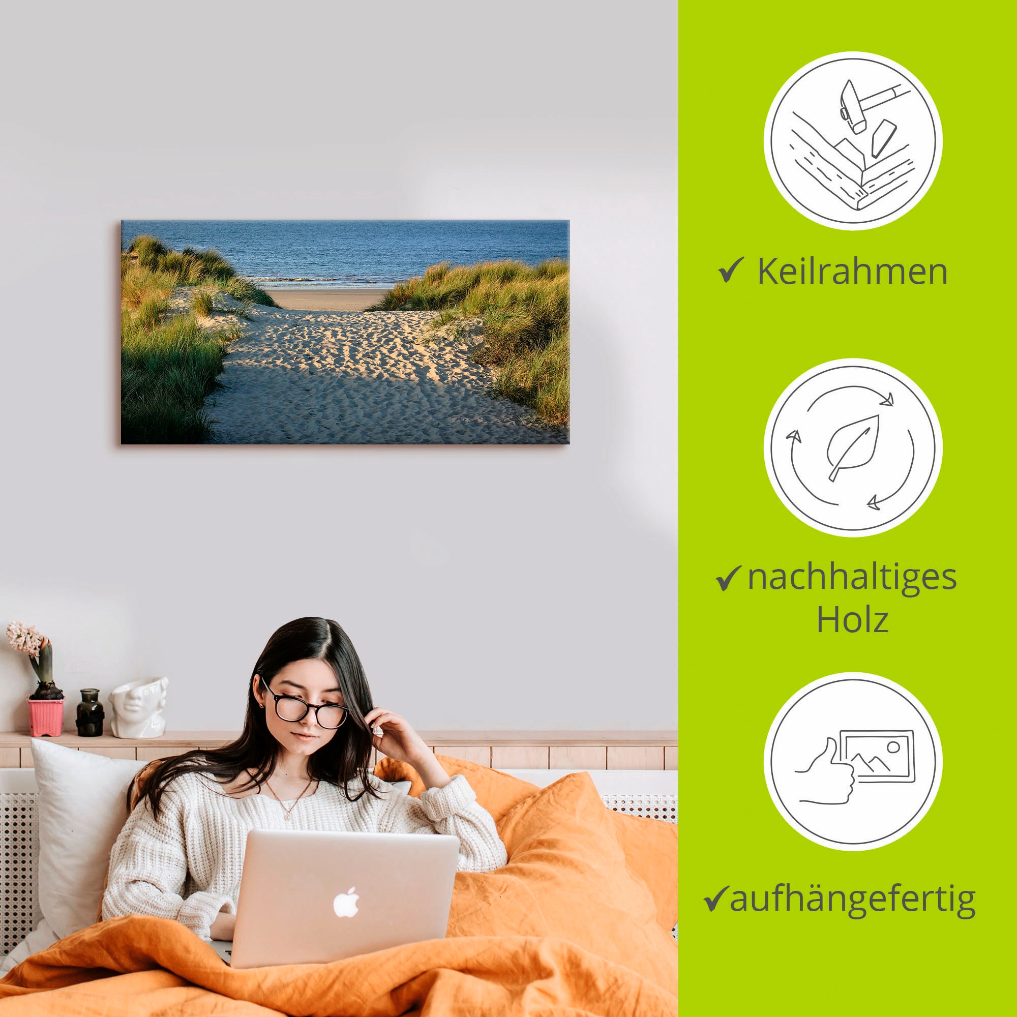 Artland Wandbild »Strandaufgang«, Strand, (1 St.), als Alubild, Outdoorbild, Leinwandbild, Poster, Wandaufkleber
