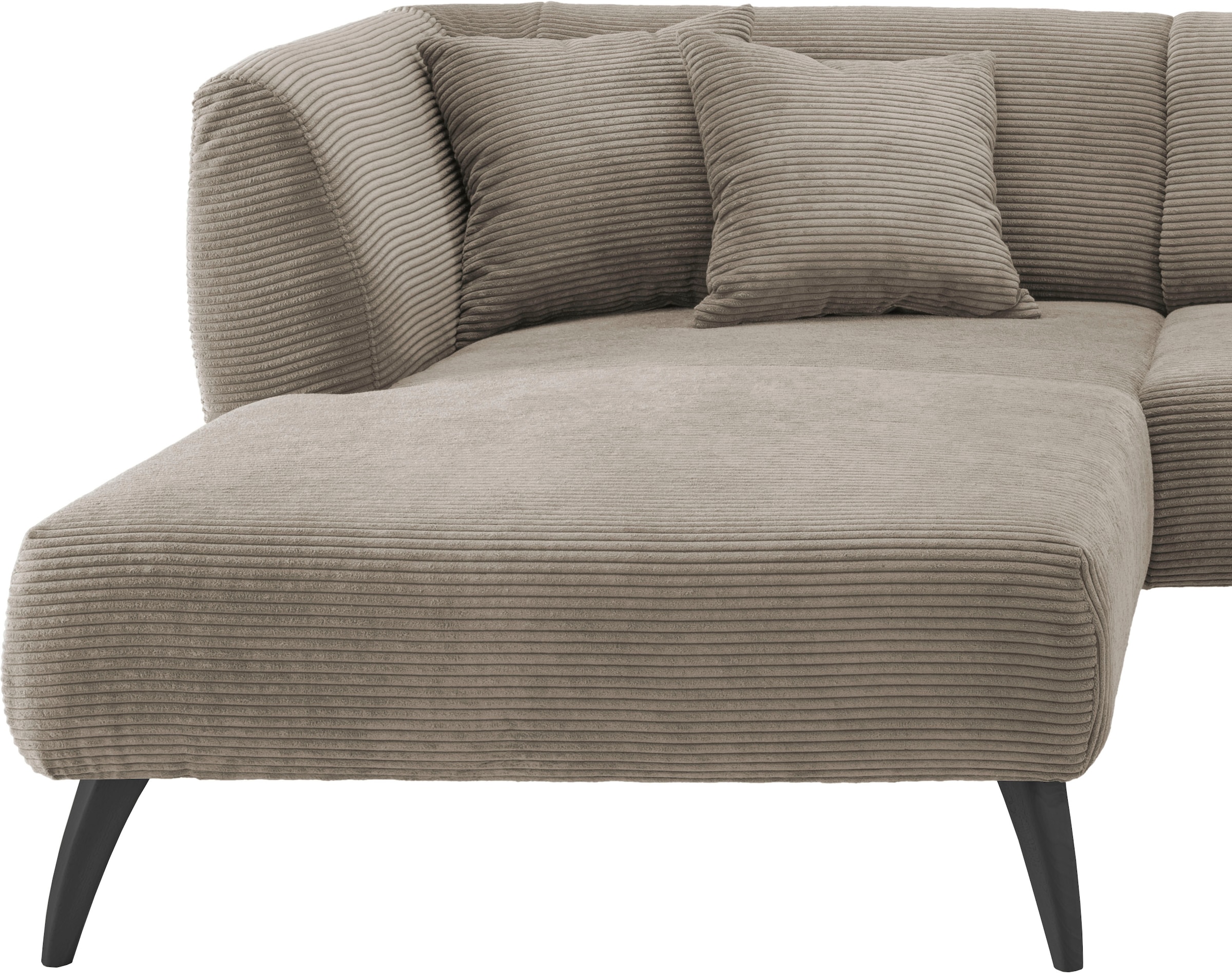 INOSIGN Ecksofa »Colori L-Form«, Holzfußfarbe wählbar, inkl. 4x Zierkissen