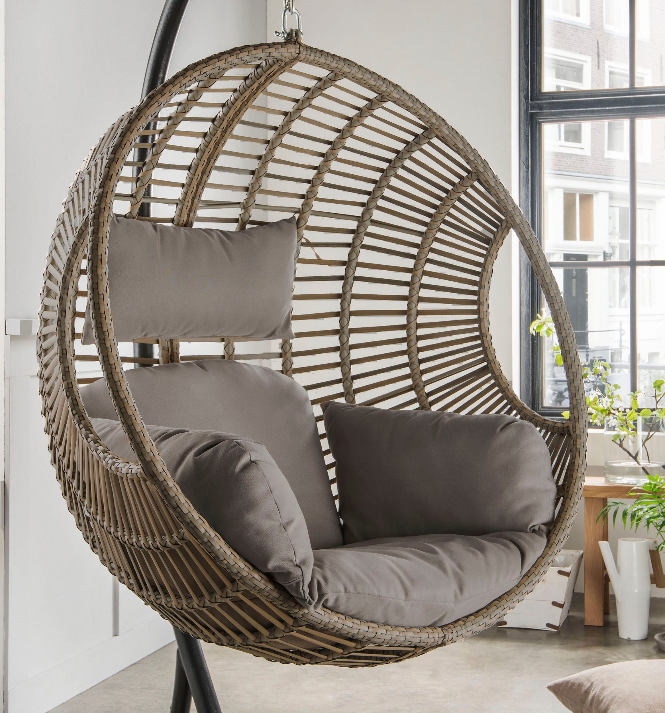Destiny Hängesessel »COCO DE LUXE II«, Stahl, Aluminium, Polyrattan, mit Gestell, inkl. Auflagen