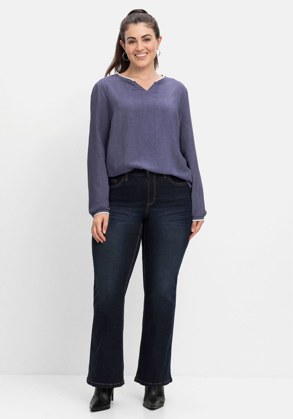 Sheego Bootcut-Jeans »Jeans mit Used-Effekten, extralang«