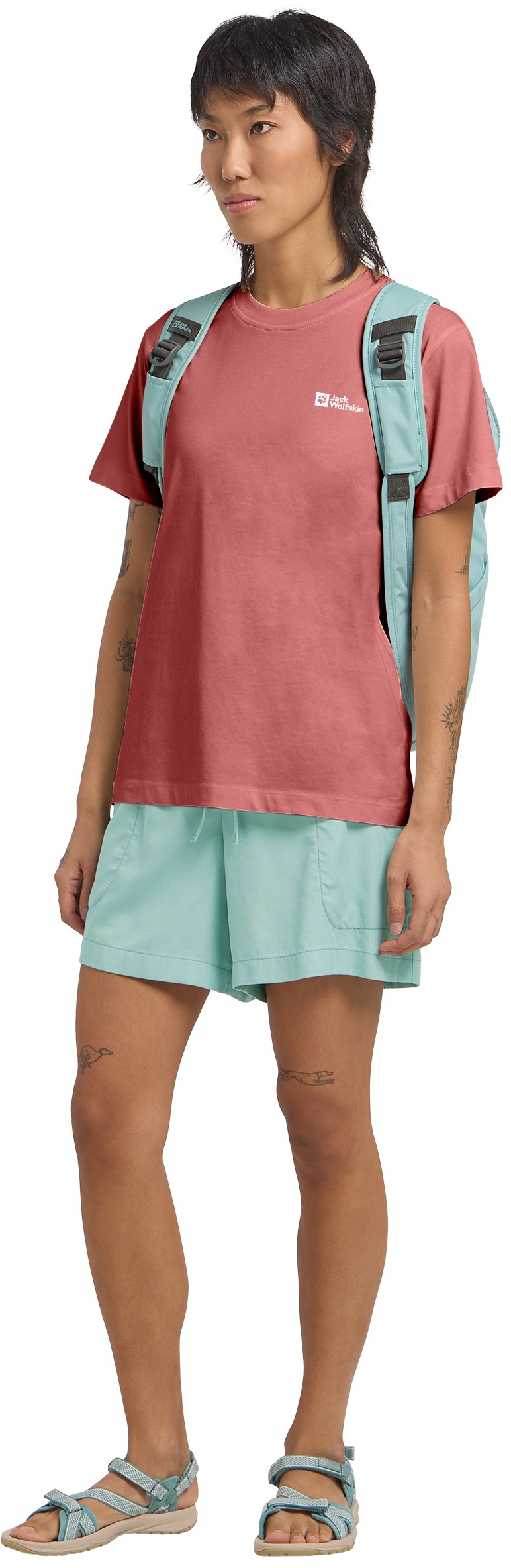 Jack Wolfskin T-Shirt »ESSENTIAL T W«, weiches, klassisches T-Shirt aus atmungsaktiver Bio-Baumwolle