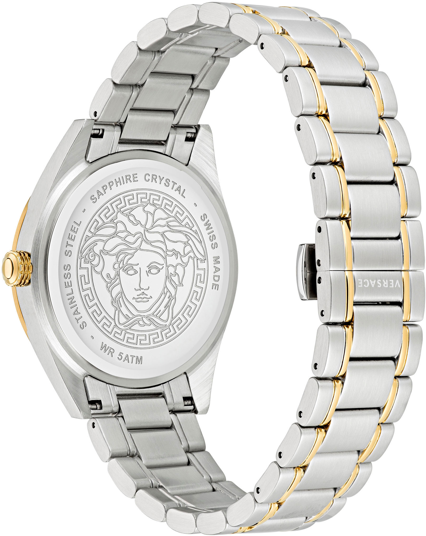 Versace Quarzuhr »V-CODE, VE6A00523«, Armbanduhr, Herrenuhr, Datum, Swiss Made, bicolor, Leuchtzeiger