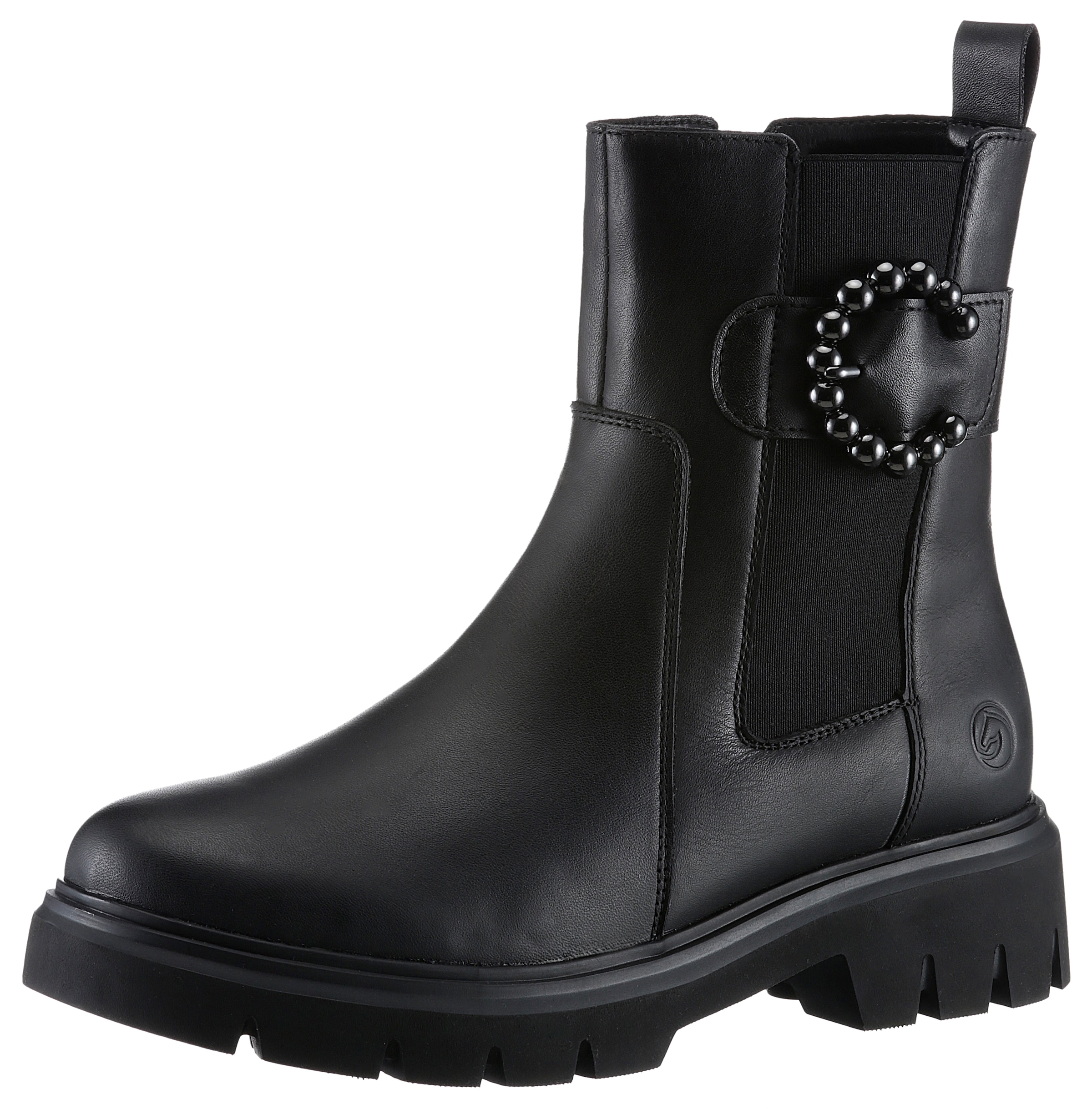 Remonte Chelseaboots, Blockabsatz, Businessmode, Stiefelette mit schöner Zierschnalle