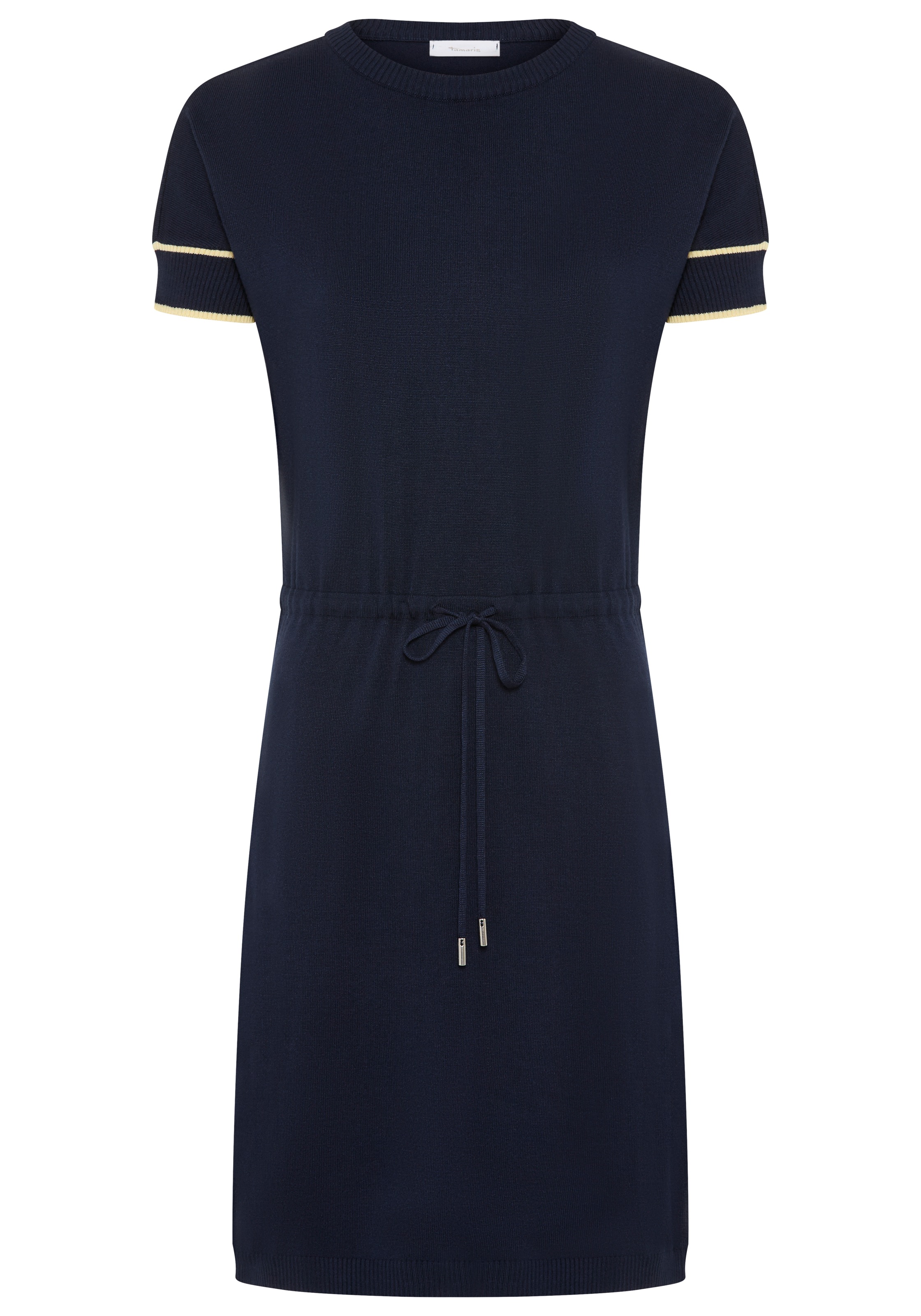 Tamaris Strickkleid mit tailliertem Bindeband und Kontraststreifen