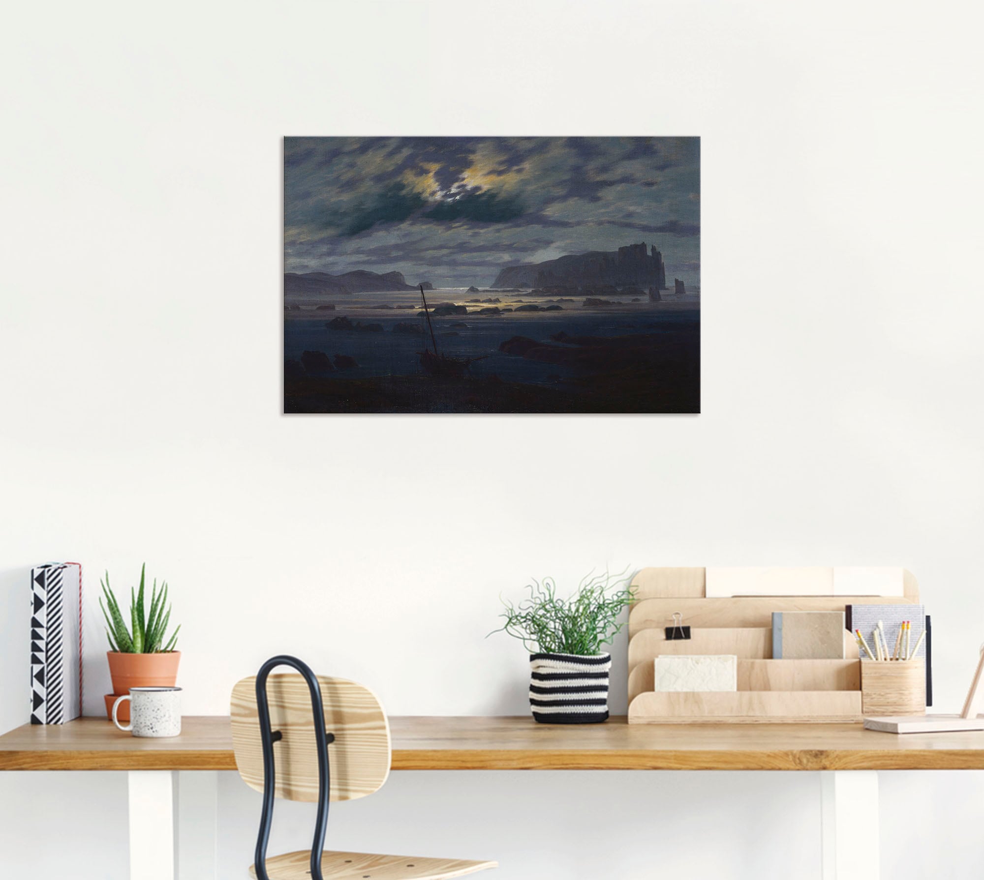 Artland Wandbild »Mondnacht über nordischer Meerlandschaft«, Gewässer, (1 St.), als Alubild, Leinwandbild, Wandaufkleber oder Poster in versch. Größen