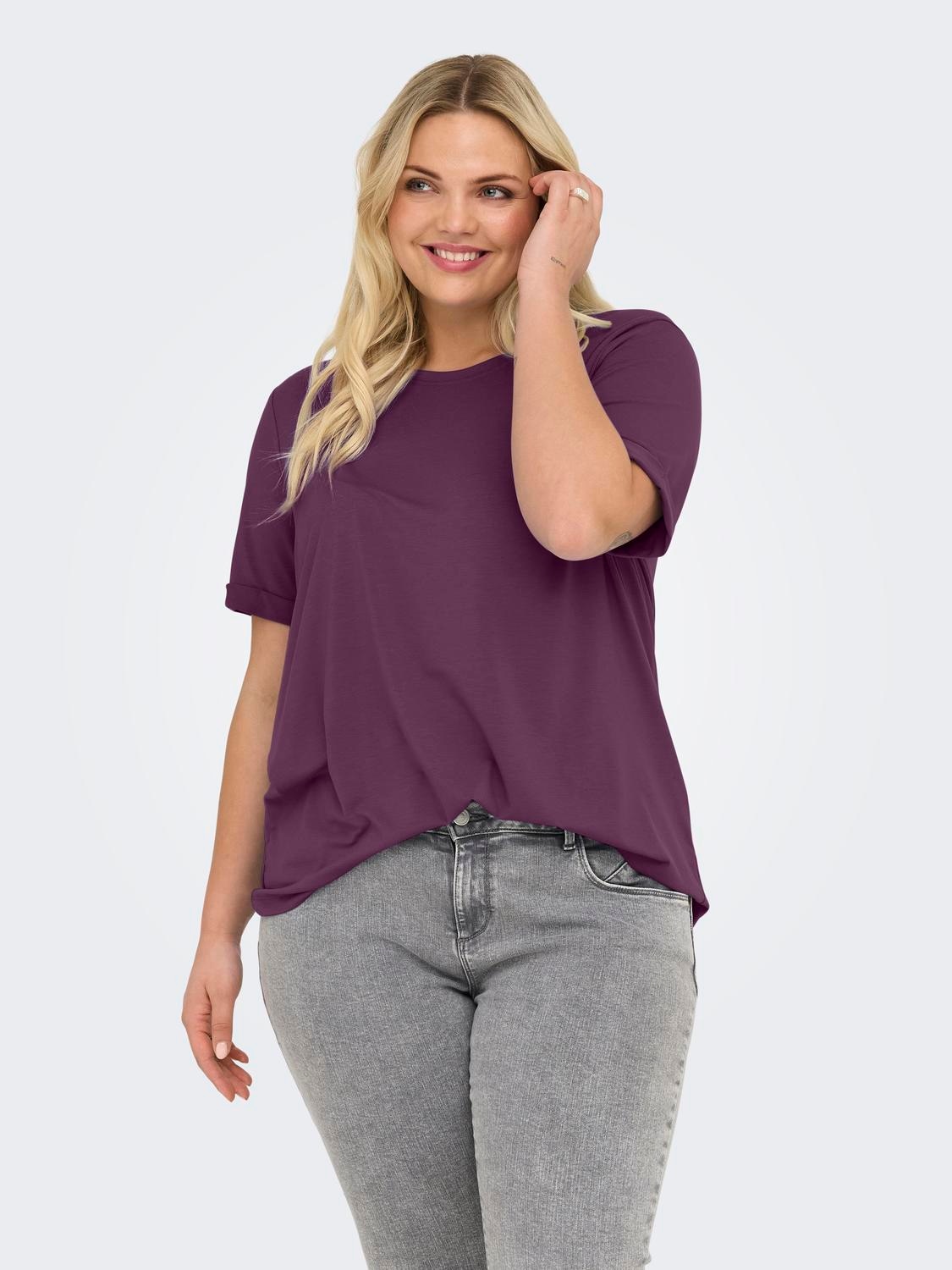 ONLY CARMAKOMA Kurzarmshirt »CARMOSTER S/S FOLD UP TOP JRS NOOS« Materialmix, regular fit