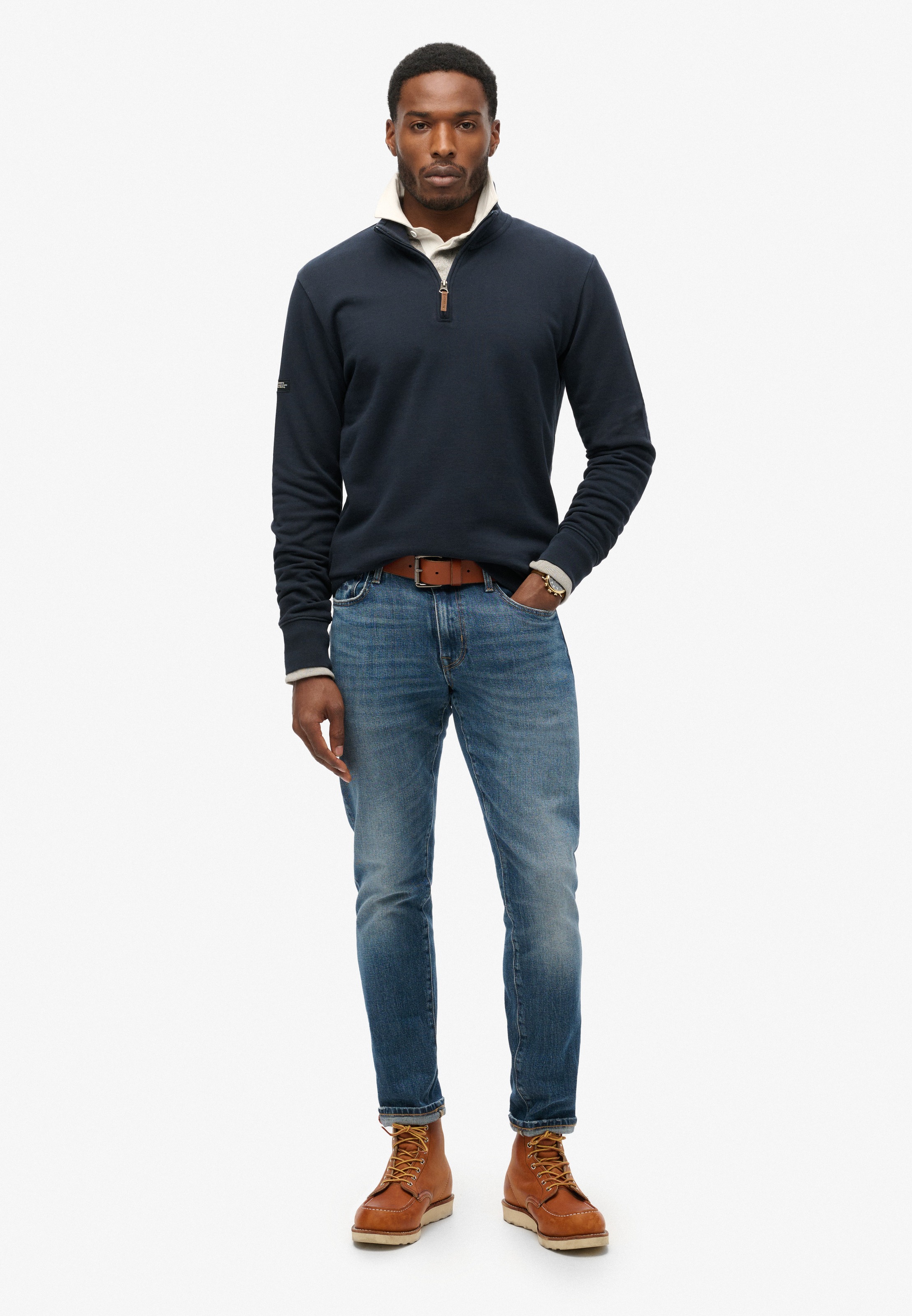 Superdry Sweatshirt »CORE LOGO HENLEY«, mit Stehkragen und kurzem Reißverschluss im Troyer-Look